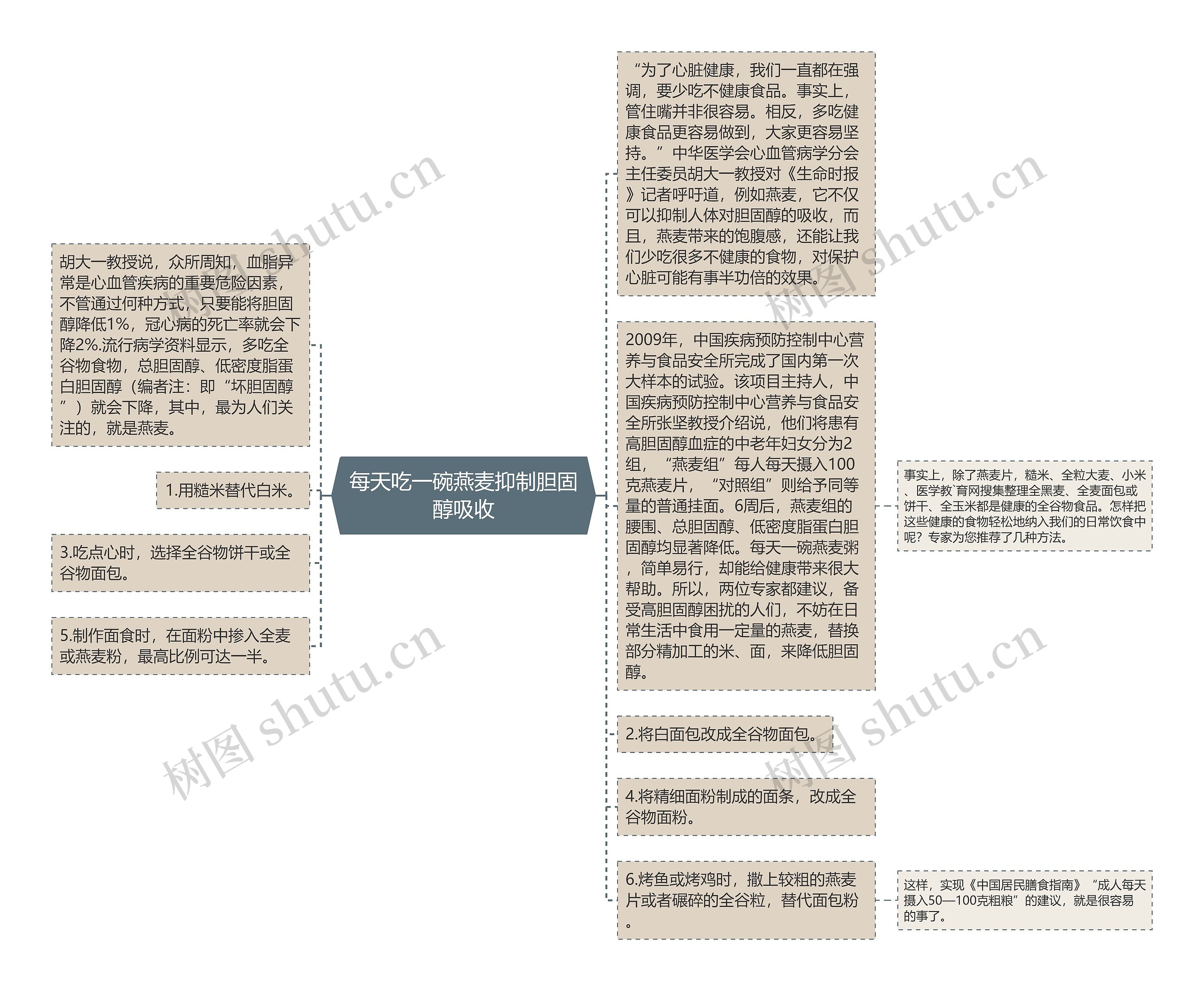 每天吃一碗燕麦抑制胆固醇吸收思维导图