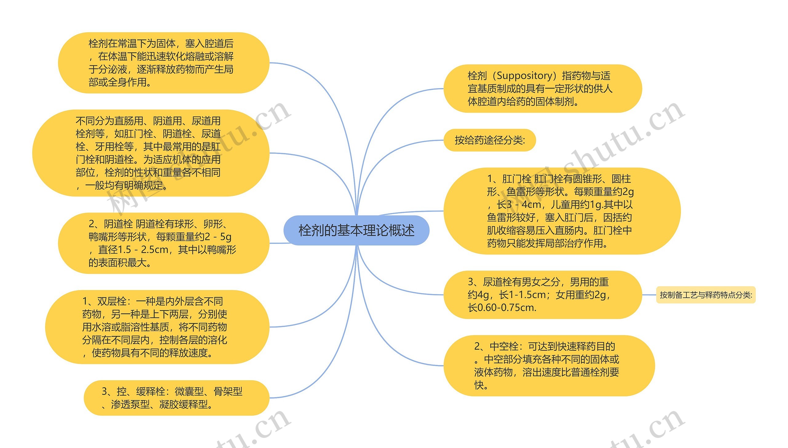 栓剂的基本理论概述思维导图