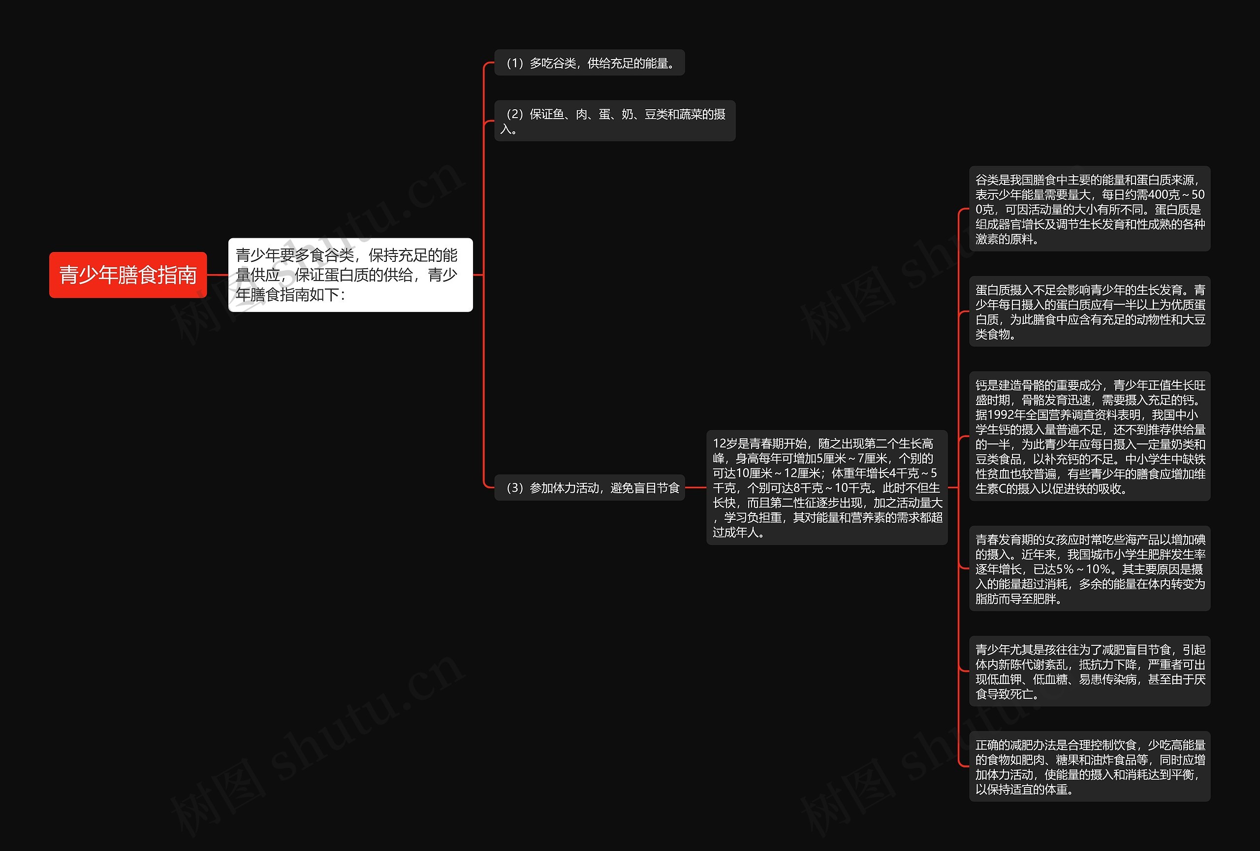 青少年膳食指南思维导图