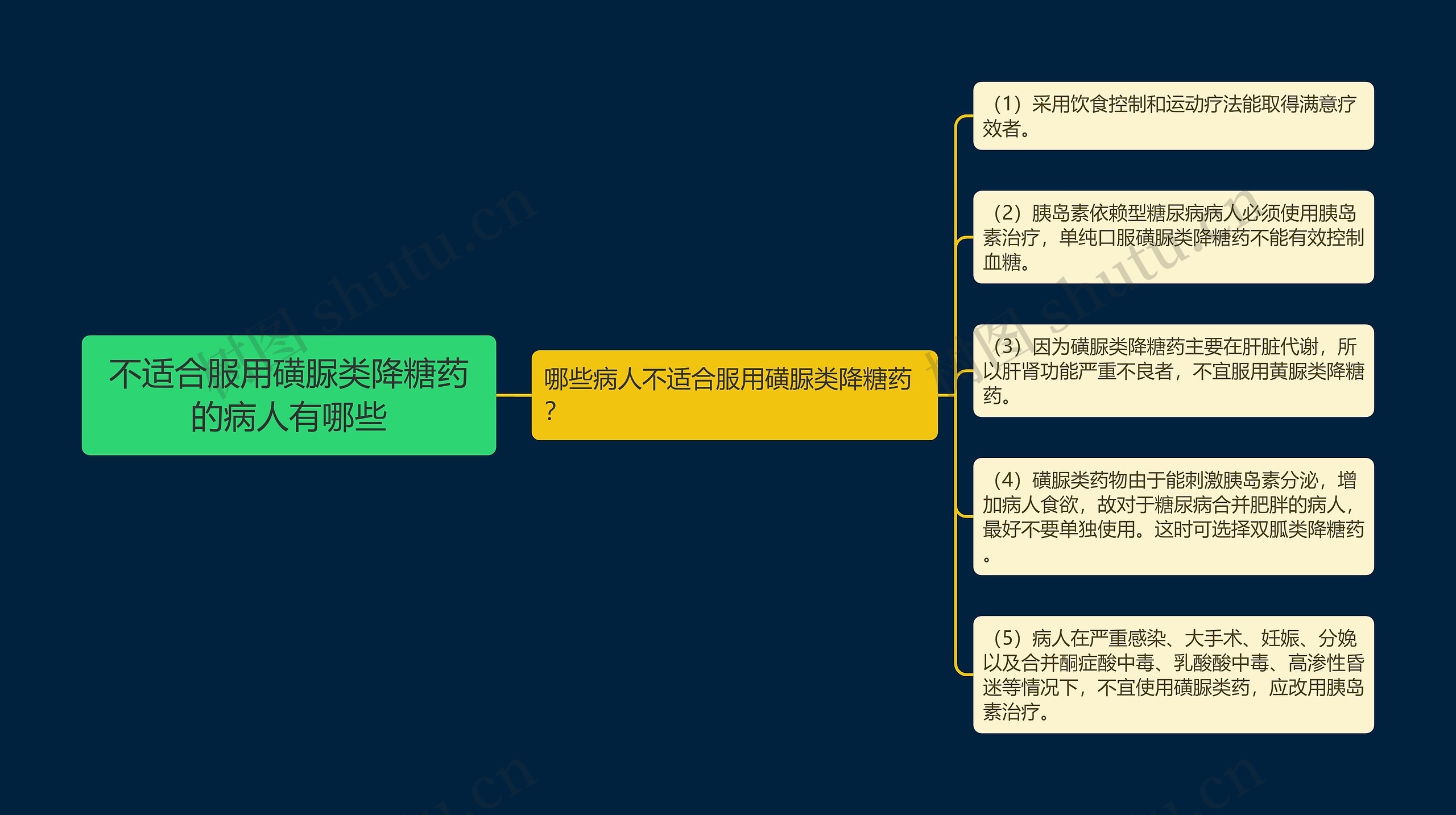 不适合服用磺脲类降糖药的病人有哪些思维导图