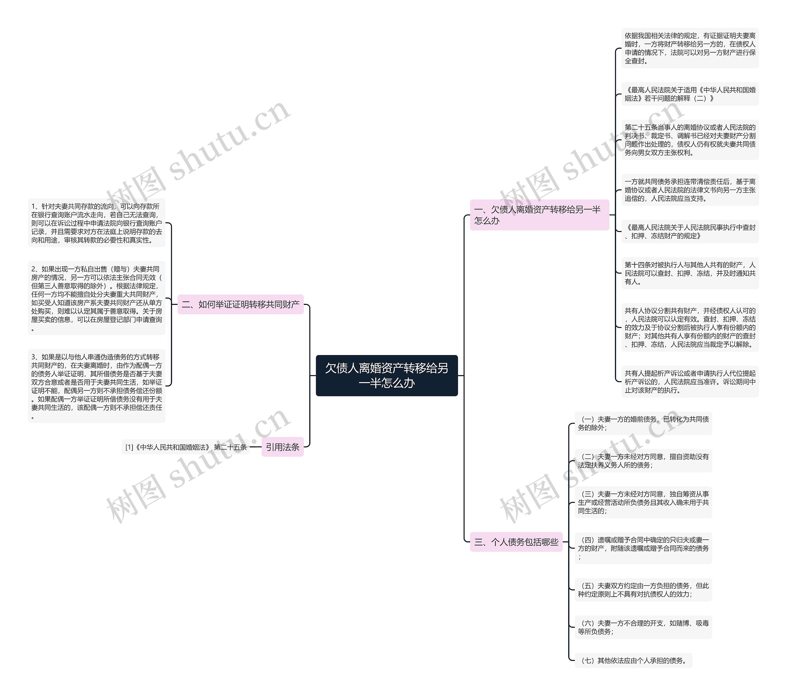欠债人离婚资产转移给另一半怎么办思维导图