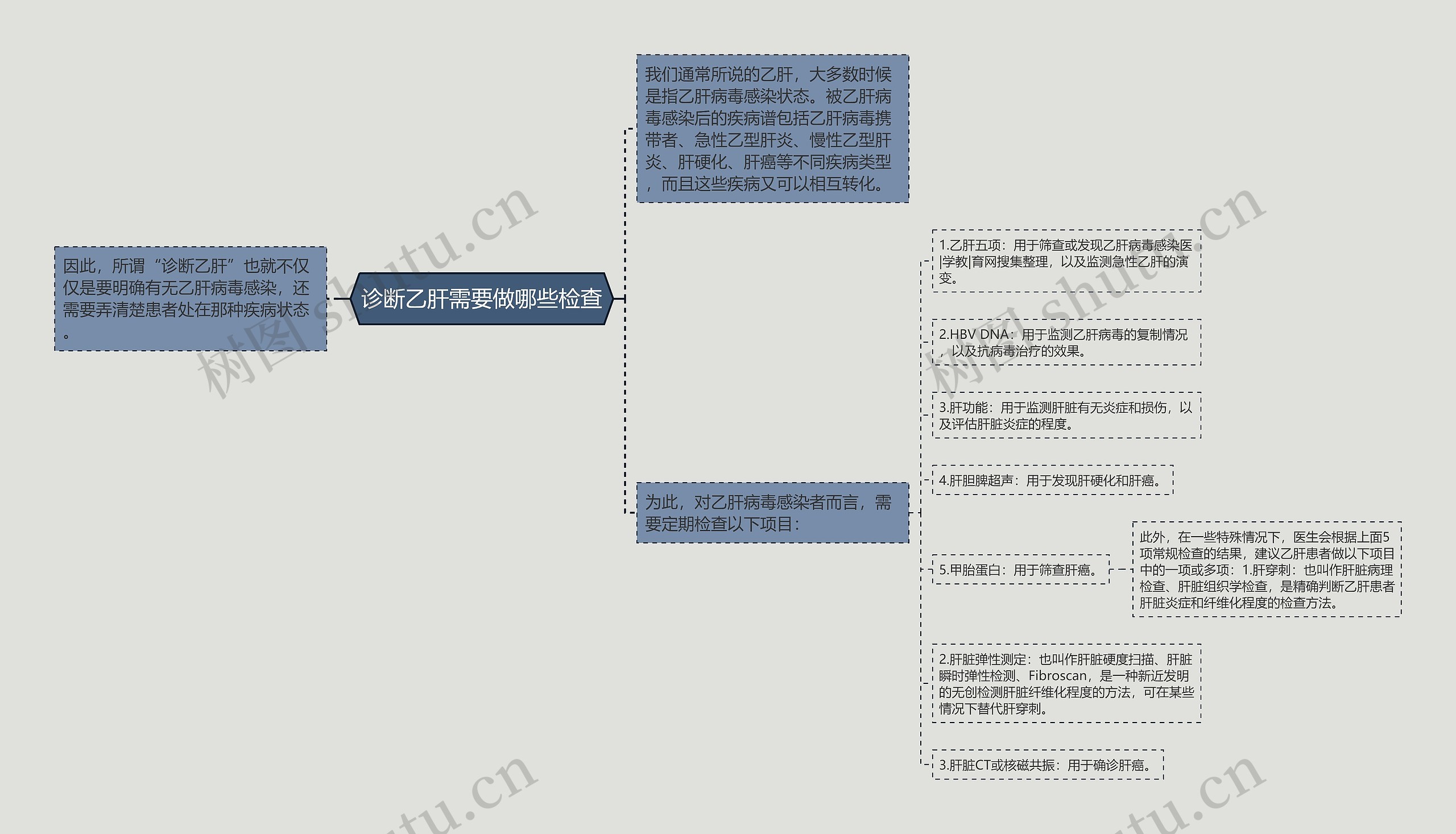 诊断乙肝需要做哪些检查思维导图