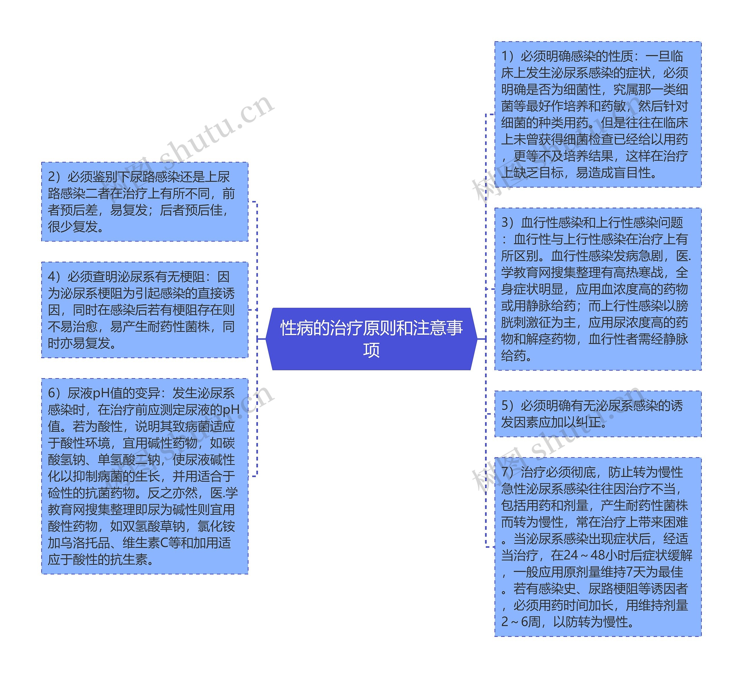 性病的治疗原则和注意事项思维导图