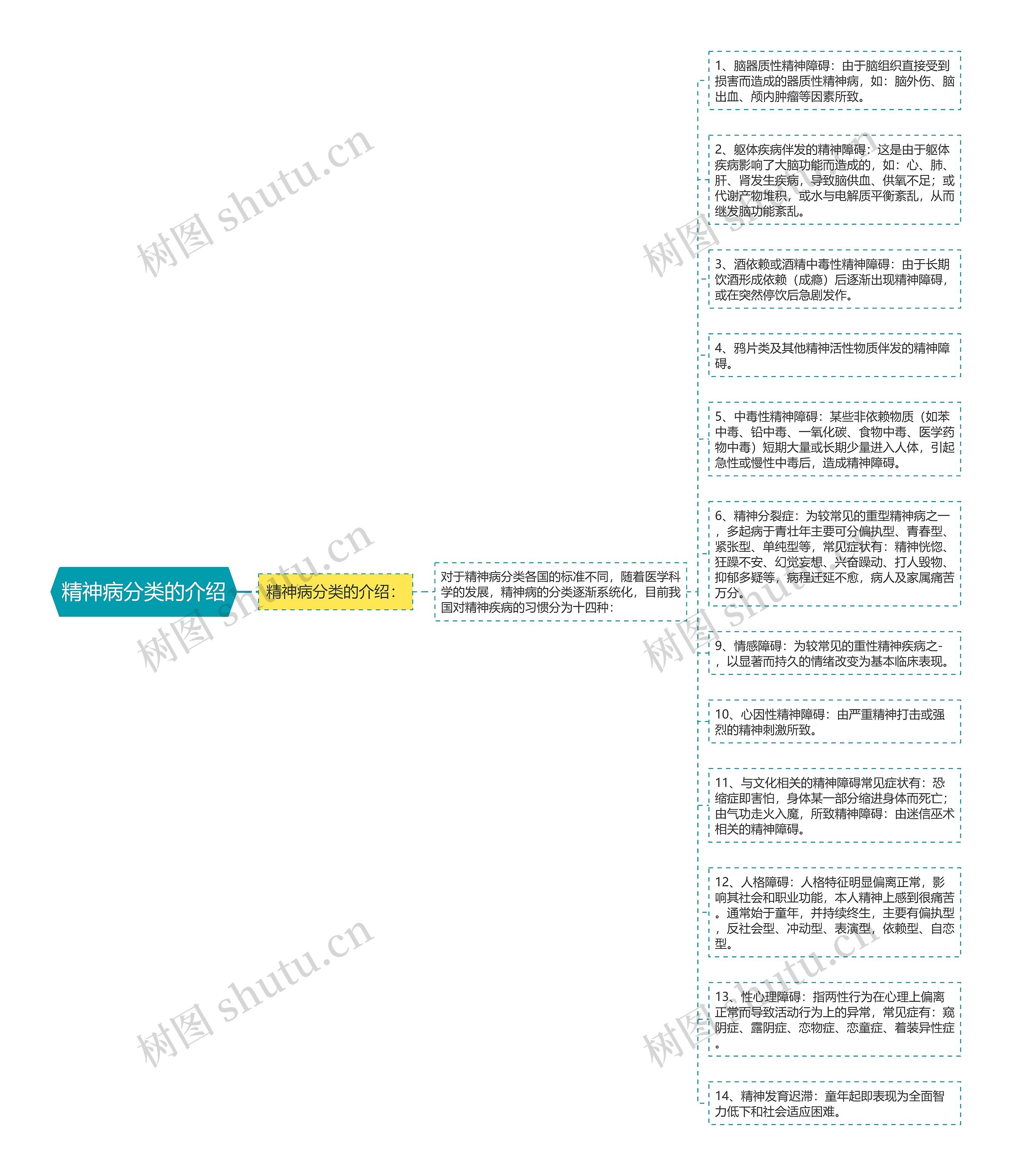 精神病分类的介绍思维导图