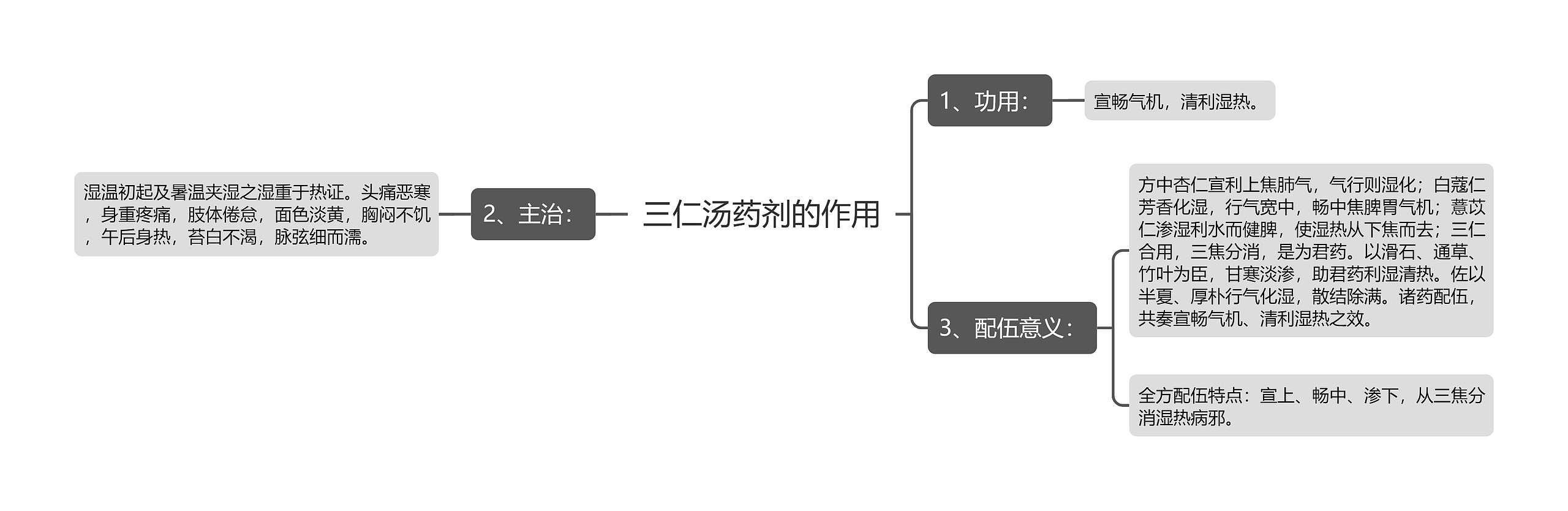 三仁汤药剂的作用思维导图