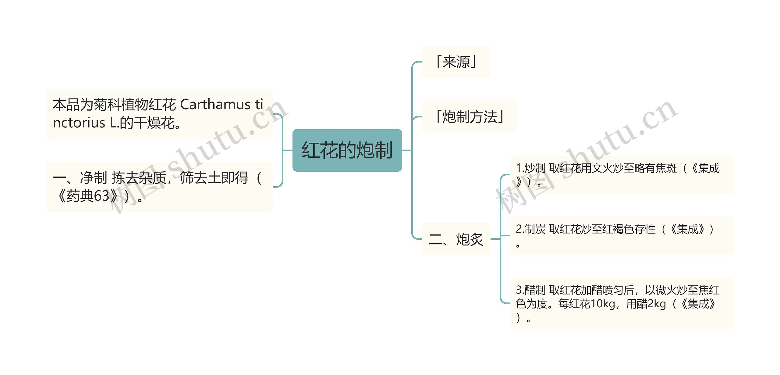 红花的炮制思维导图