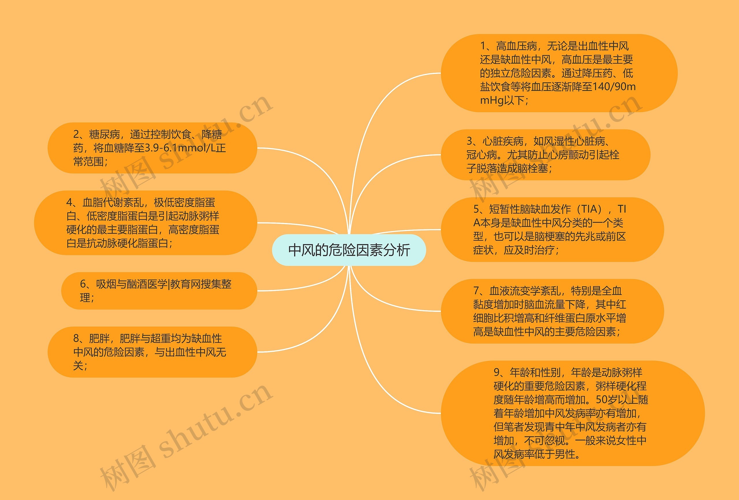 中风的危险因素分析思维导图