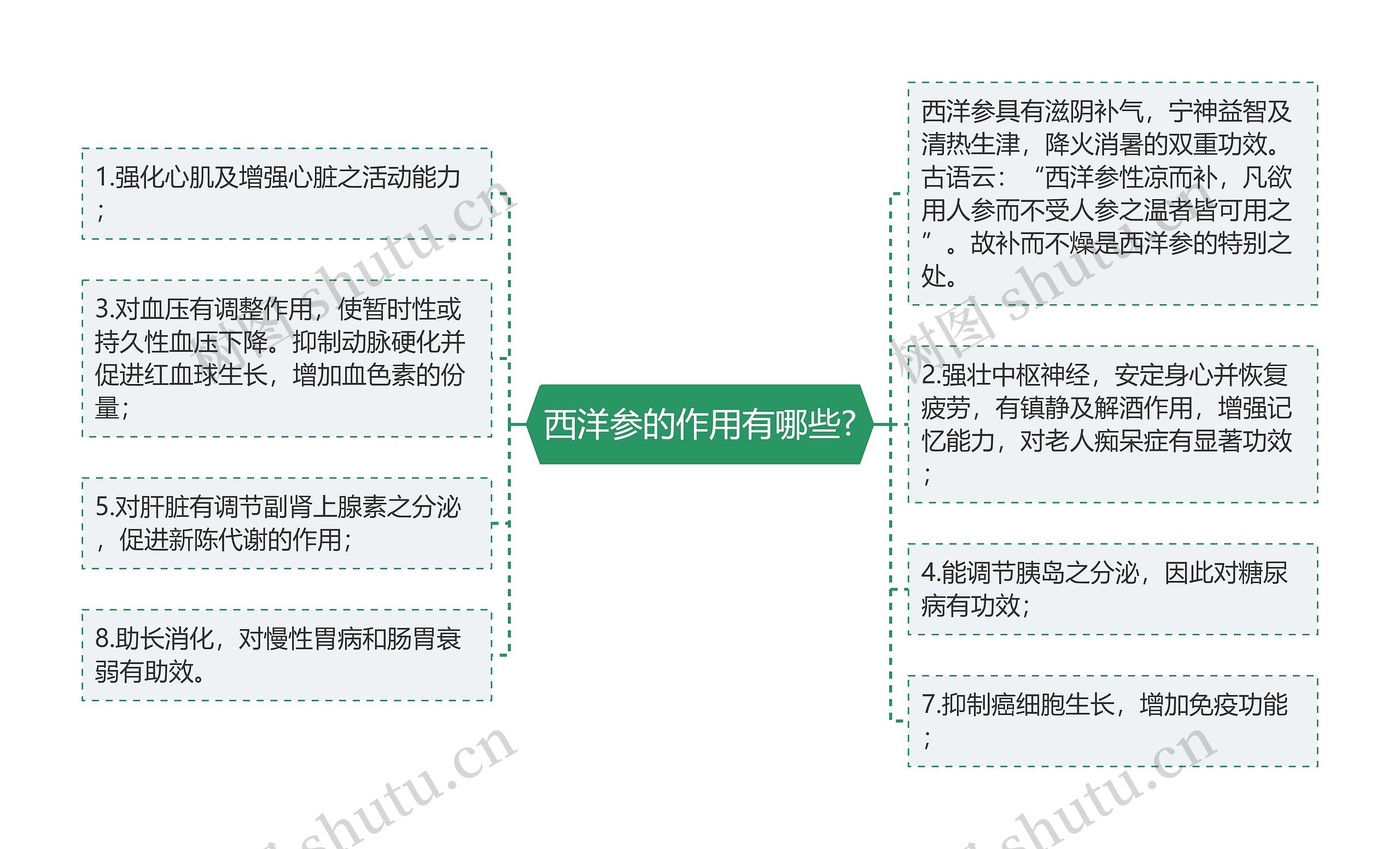 西洋参的作用有哪些?思维导图