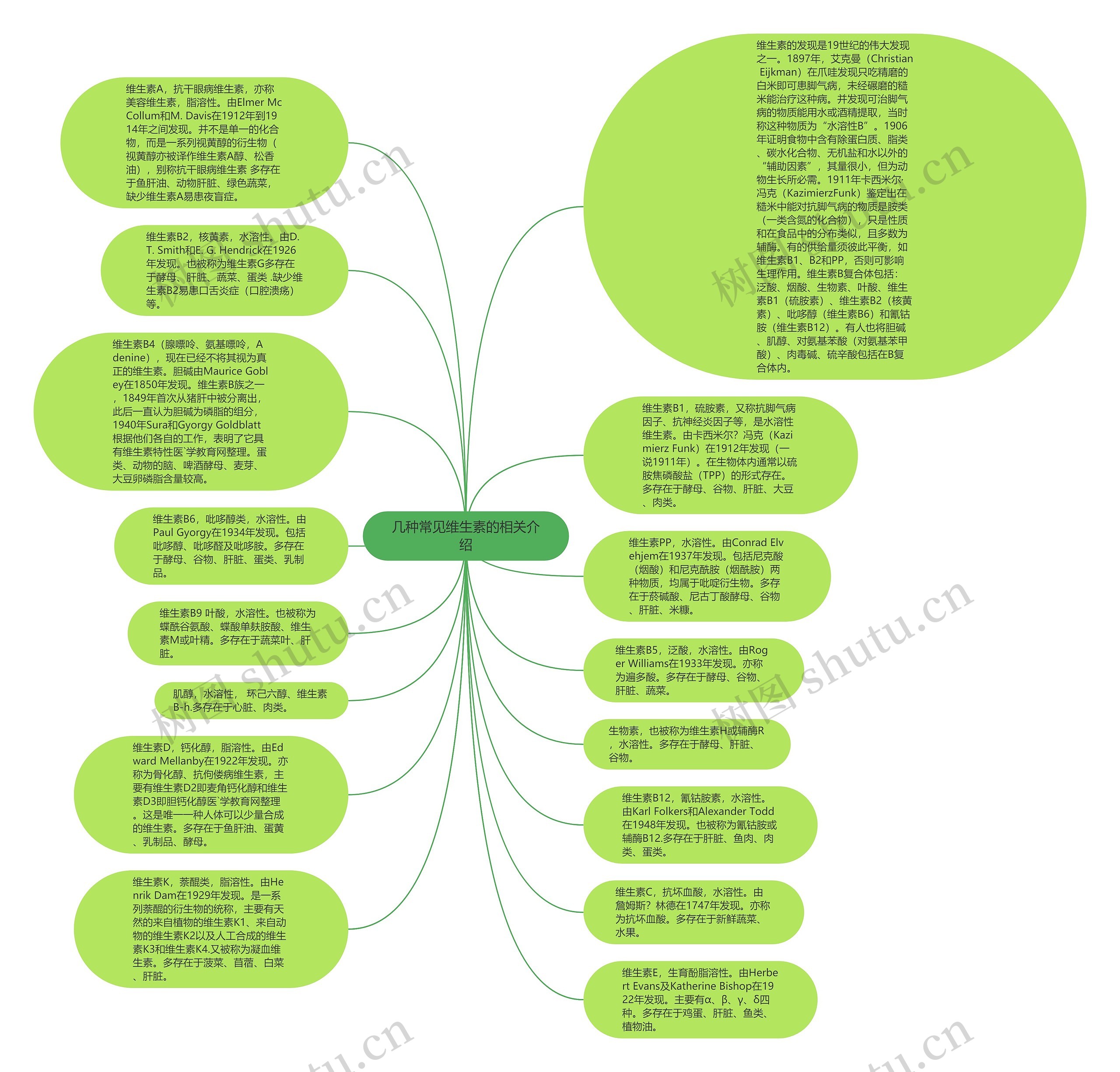 几种常见维生素的相关介绍思维导图