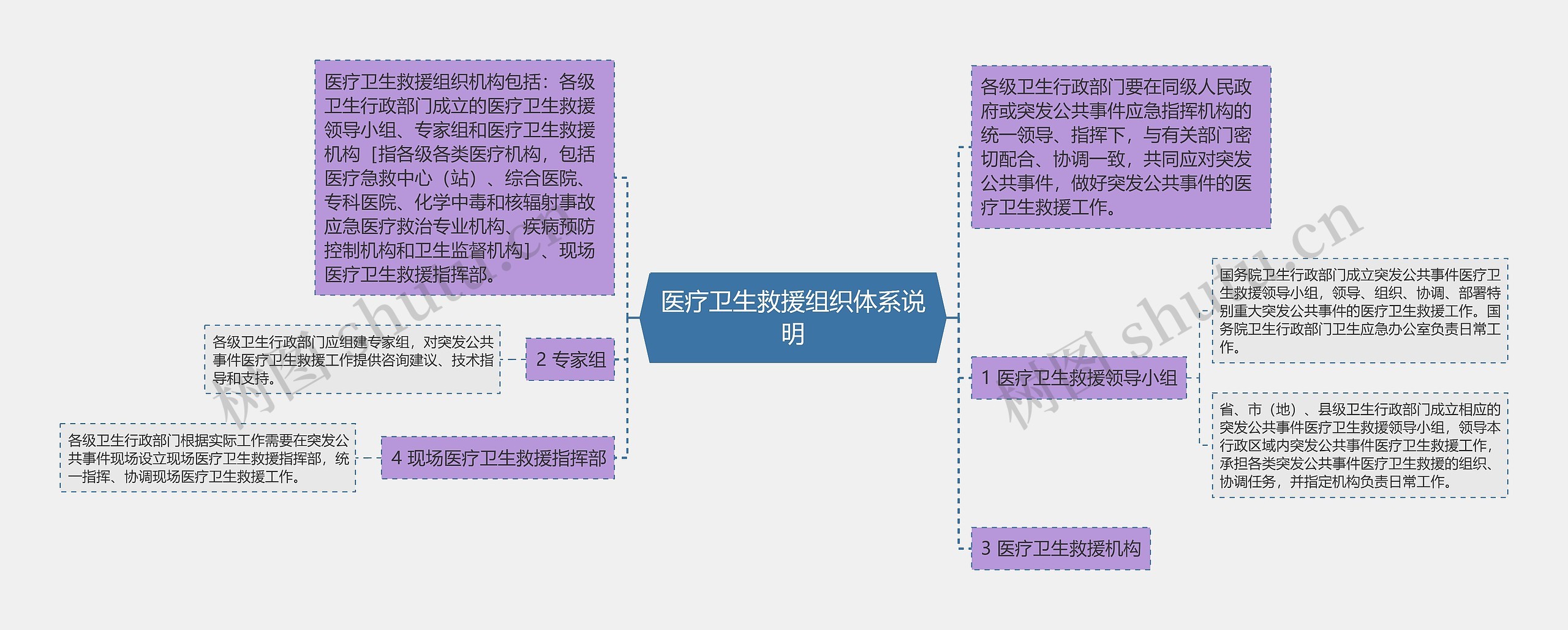 医疗卫生救援组织体系说明思维导图