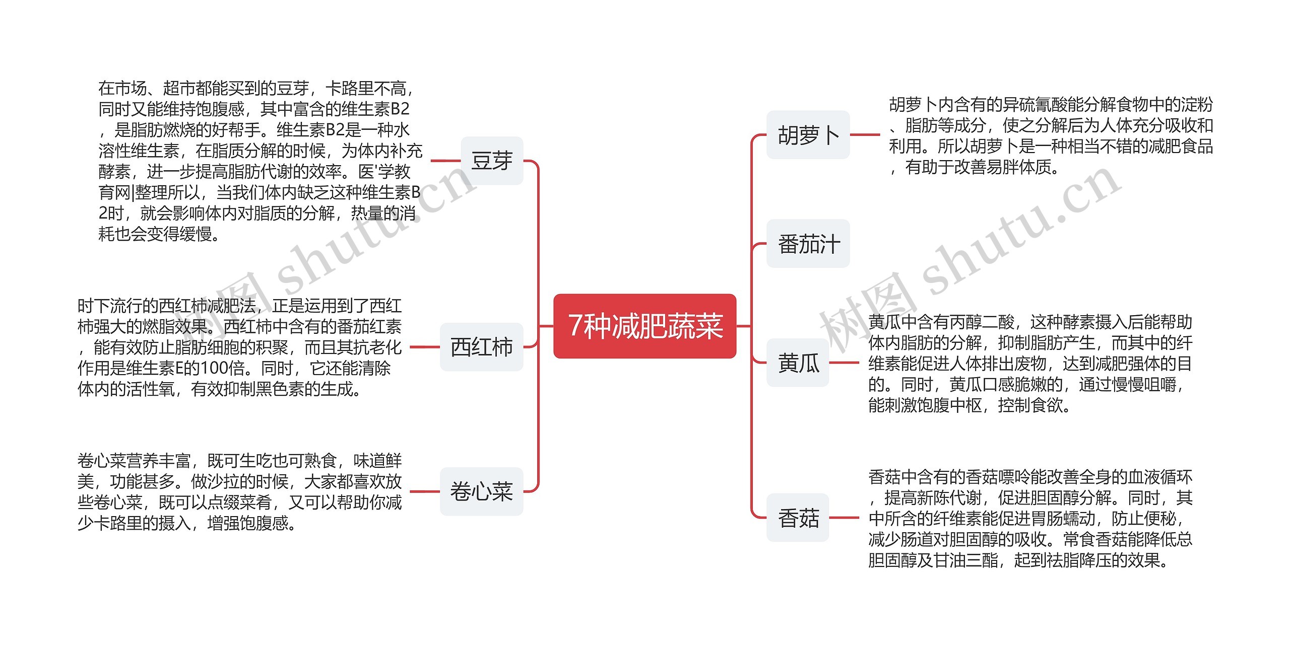 7种减肥蔬菜思维导图