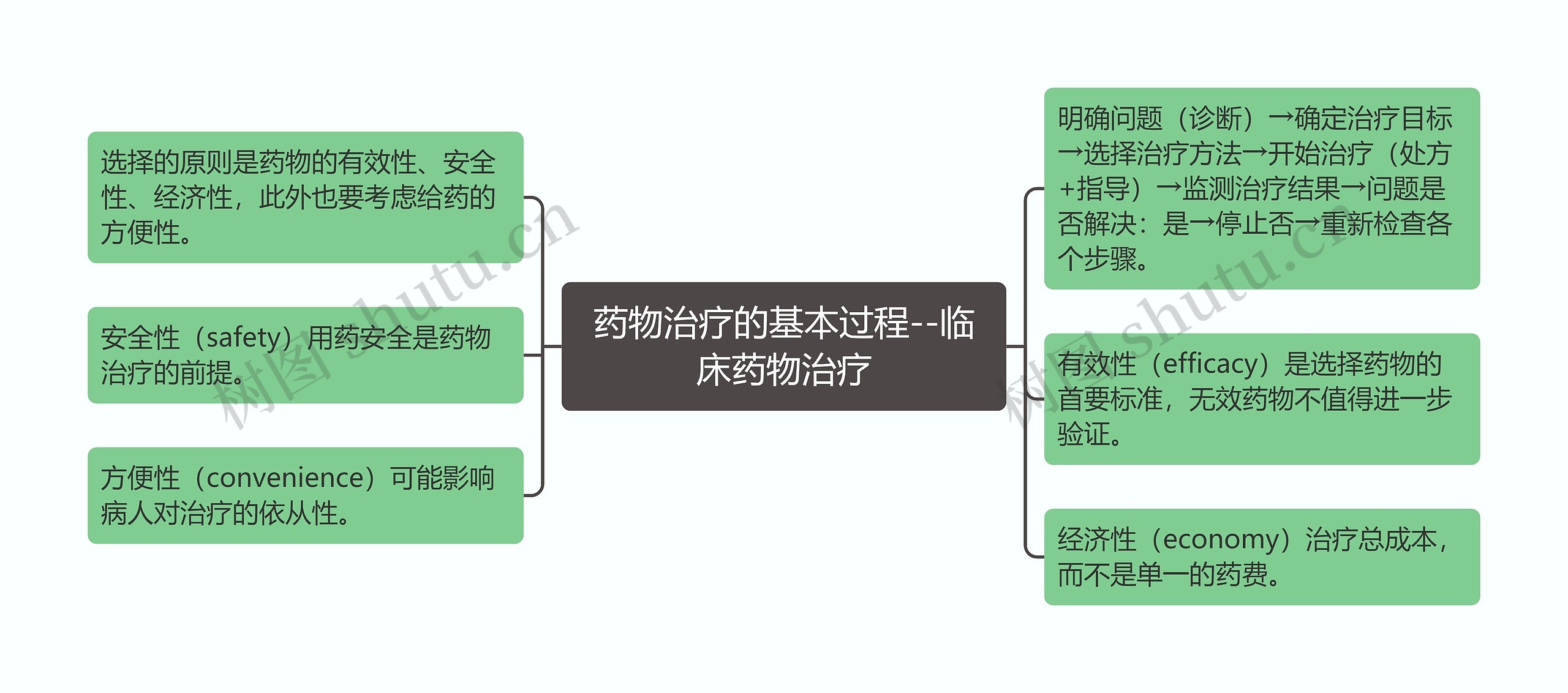 药物治疗的基本过程--临床药物治疗思维导图