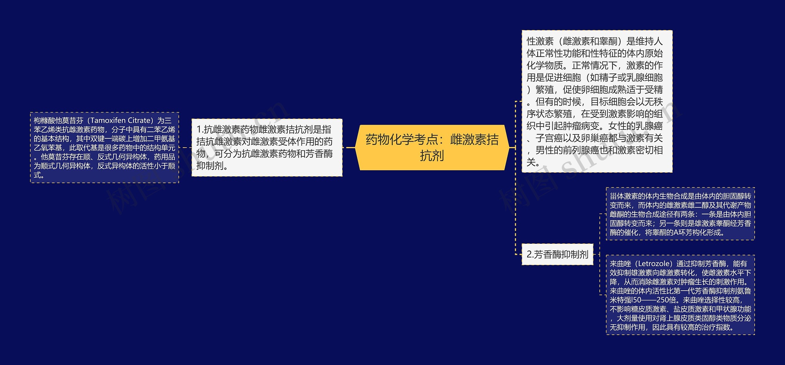 药物化学考点：雌激素拮抗剂思维导图