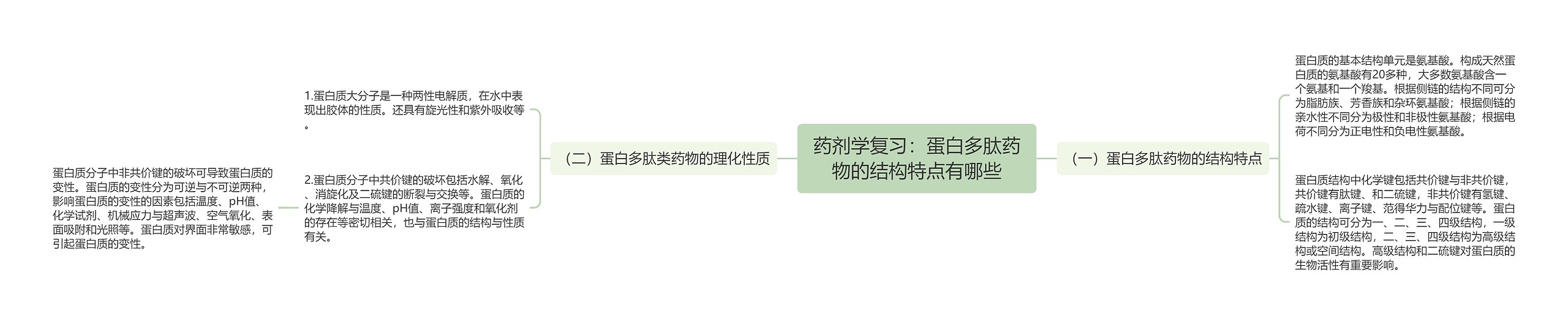 药剂学复习：蛋白多肽药物的结构特点有哪些思维导图