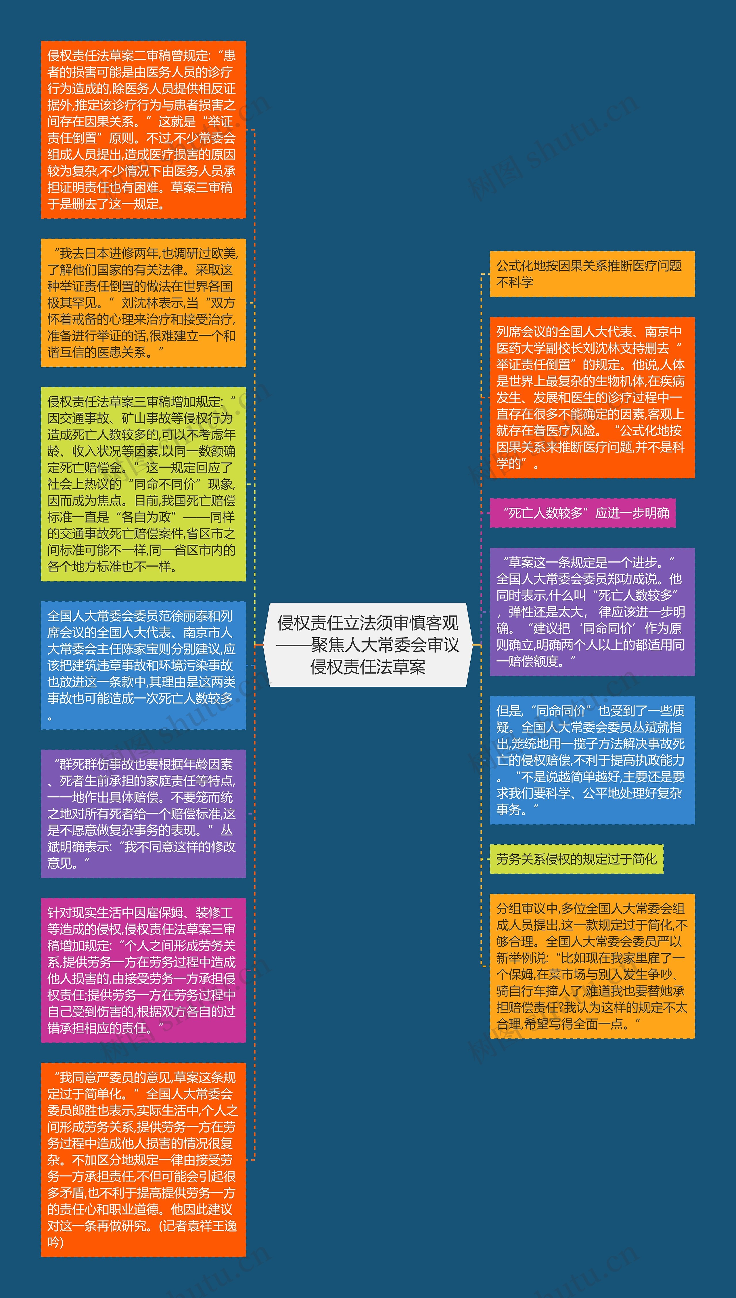 侵权责任立法须审慎客观——聚焦人大常委会审议侵权责任法草案思维导图