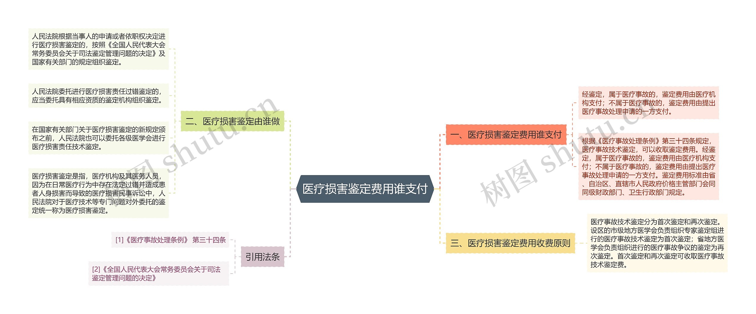 医疗损害鉴定费用谁支付思维导图