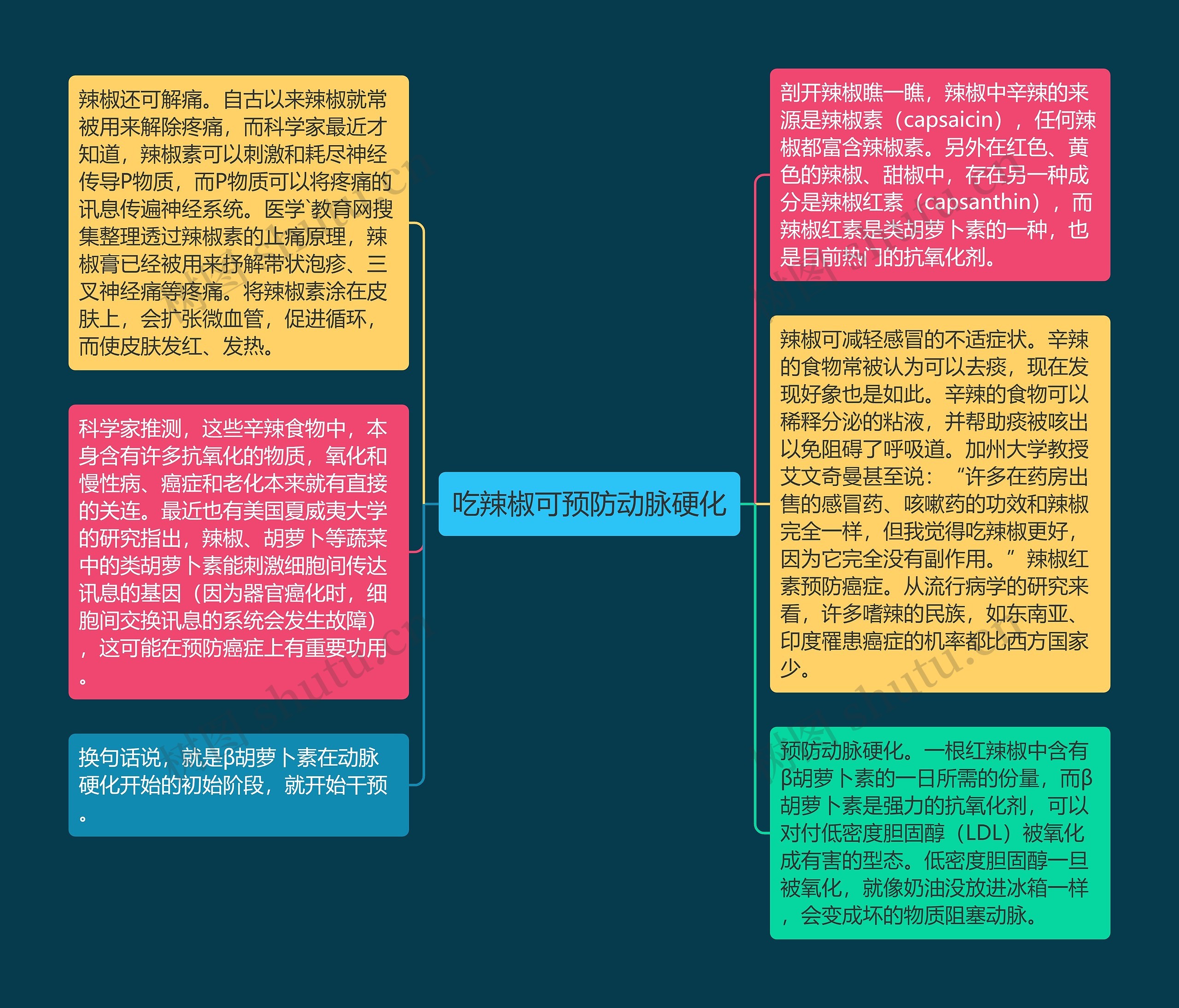 吃辣椒可预防动脉硬化思维导图