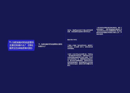 75.当前加强对药品监管的主要任务是什么？《深化医药卫生体制改革问答》