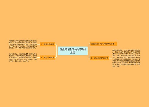 重金属污染对人类健康的危害