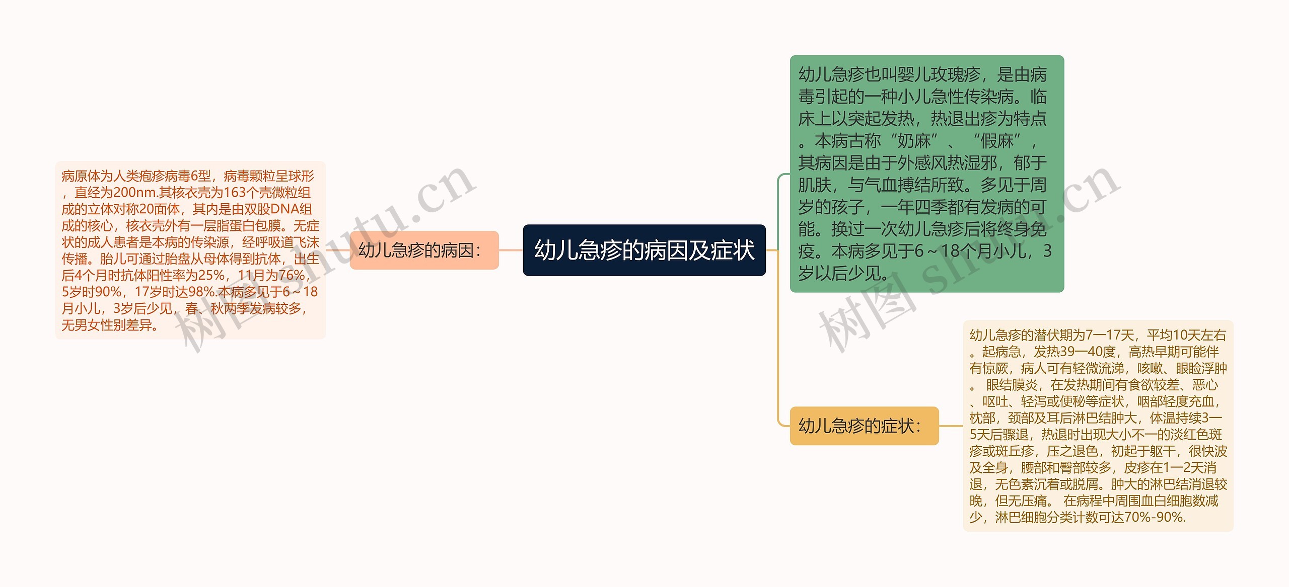 幼儿急疹的病因及症状思维导图