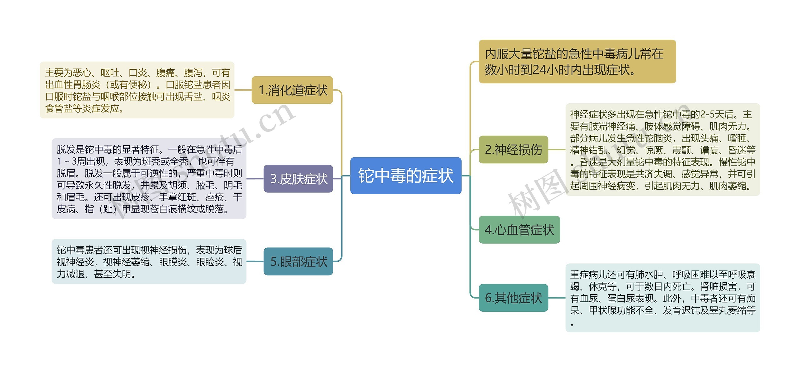 铊中毒的症状思维导图