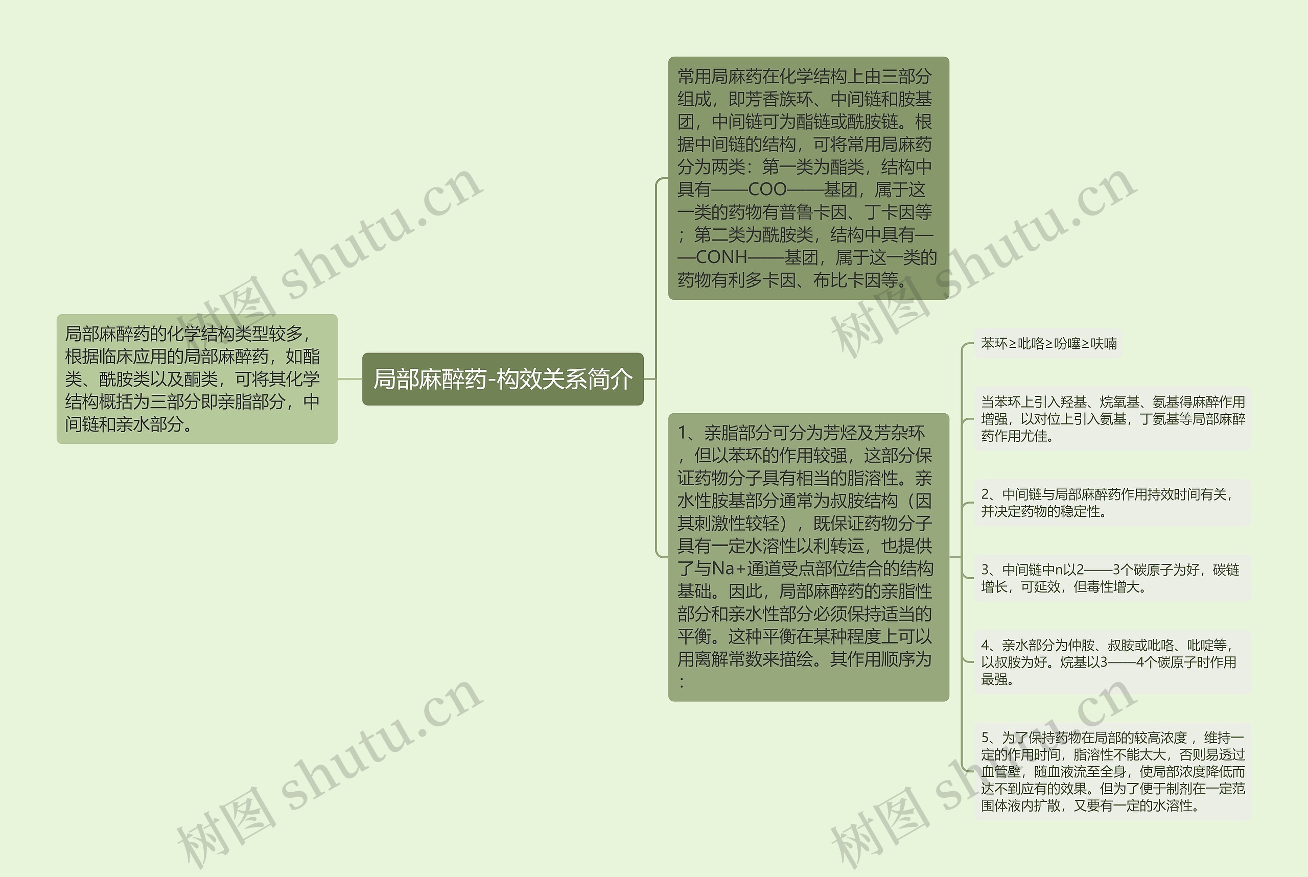 局部麻醉药-构效关系简介思维导图