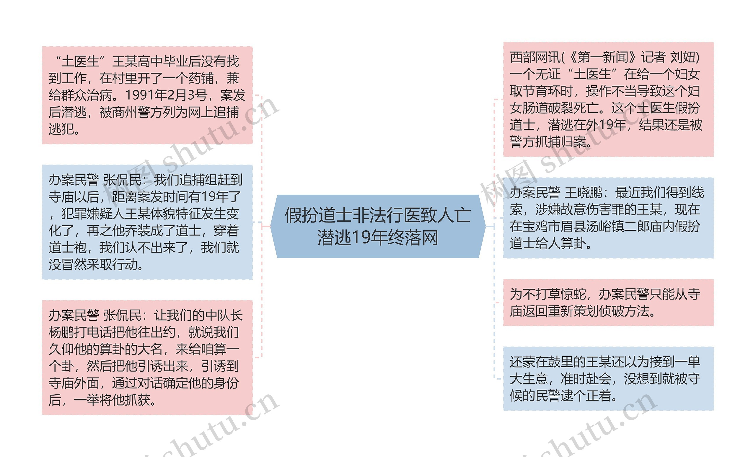 假扮道士非法行医致人亡潜逃19年终落网思维导图