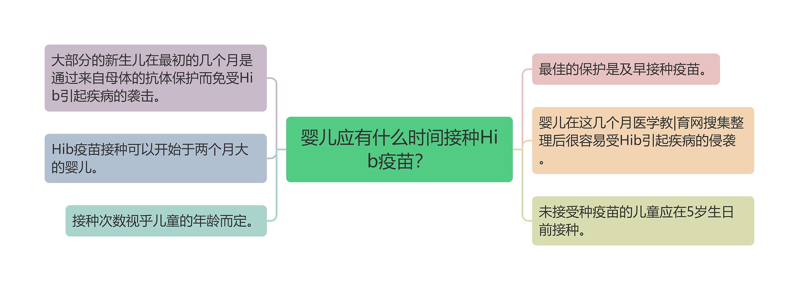 婴儿应有什么时间接种Hib疫苗？思维导图