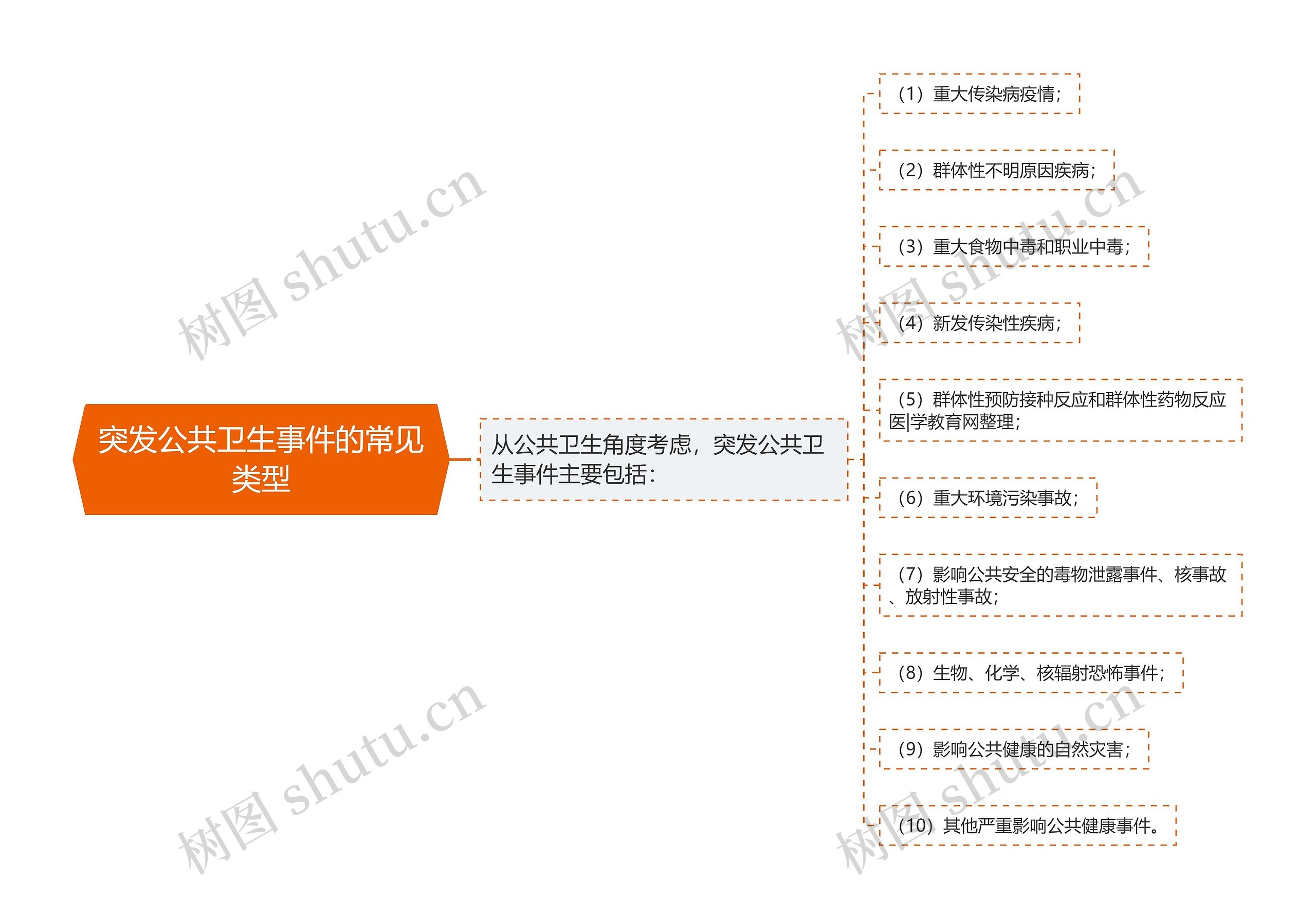 突发公共卫生事件的常见类型思维导图