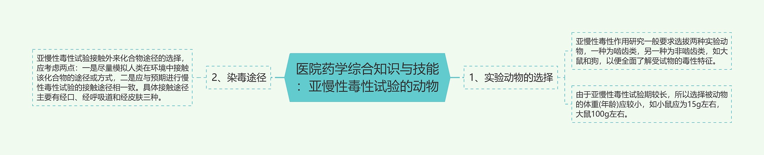 医院药学综合知识与技能：亚慢性毒性试验的动物思维导图