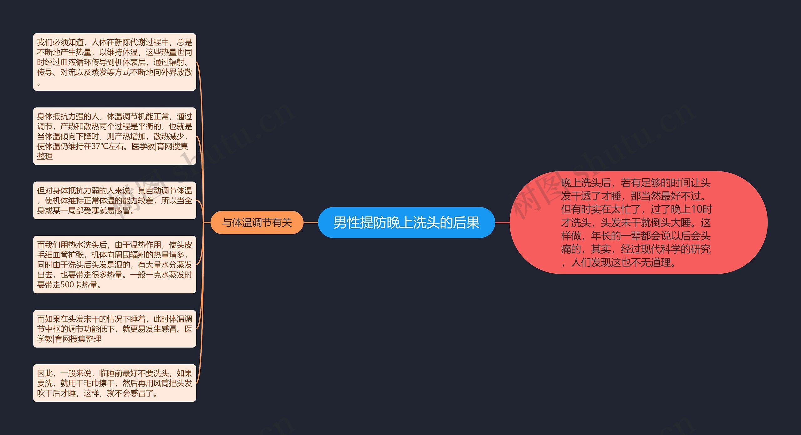 男性提防晚上洗头的后果思维导图