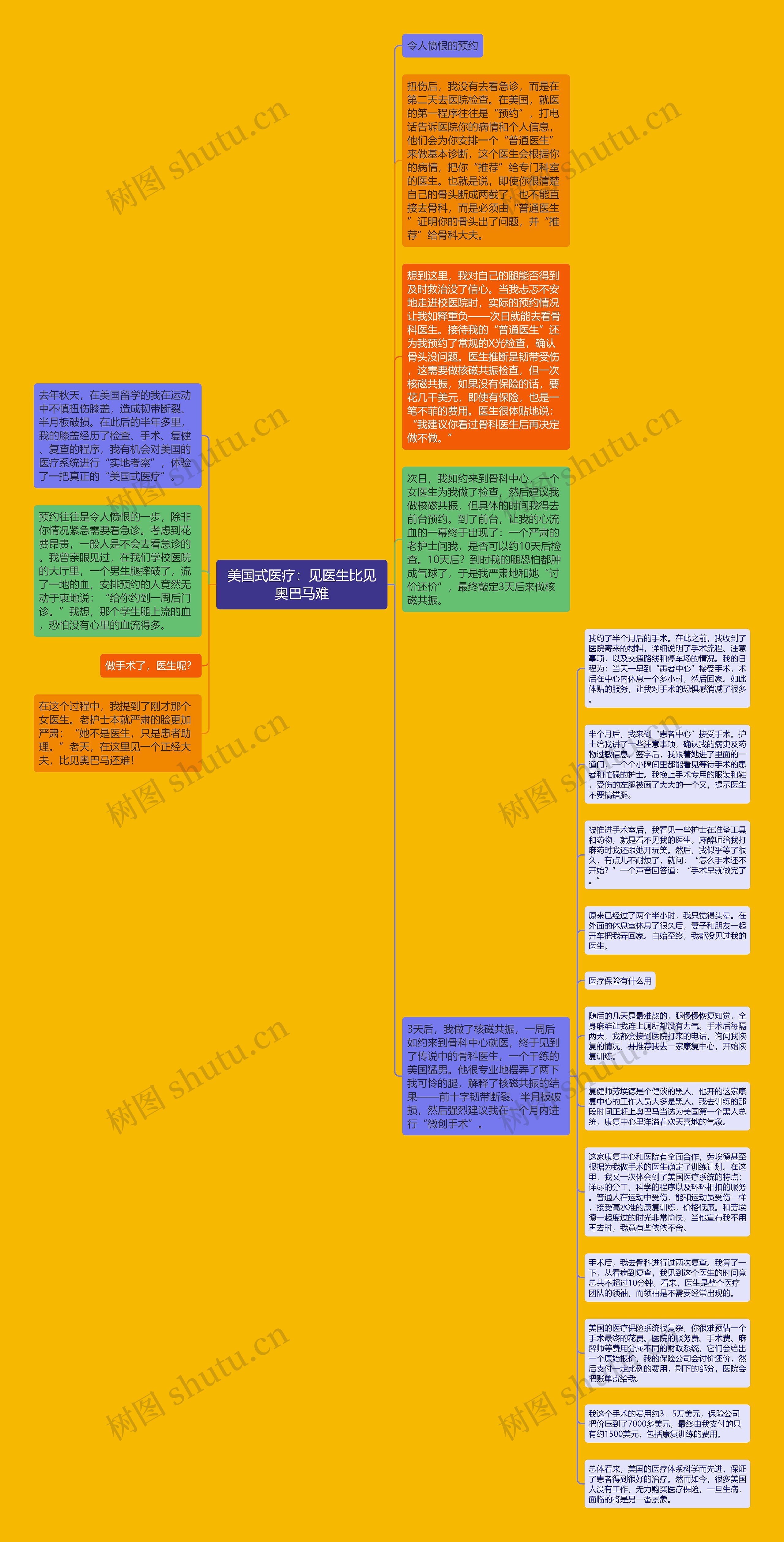 美国式医疗：见医生比见奥巴马难思维导图