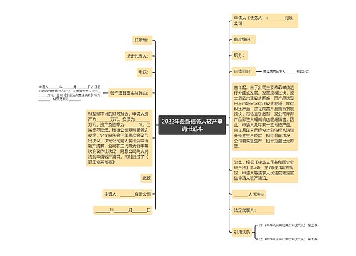 2022年最新债务人破产申请书范本