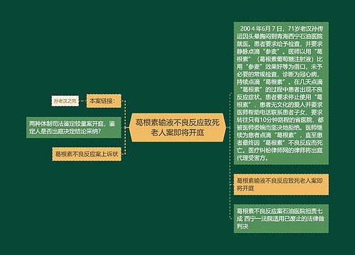 葛根素输液不良反应致死老人案即将开庭