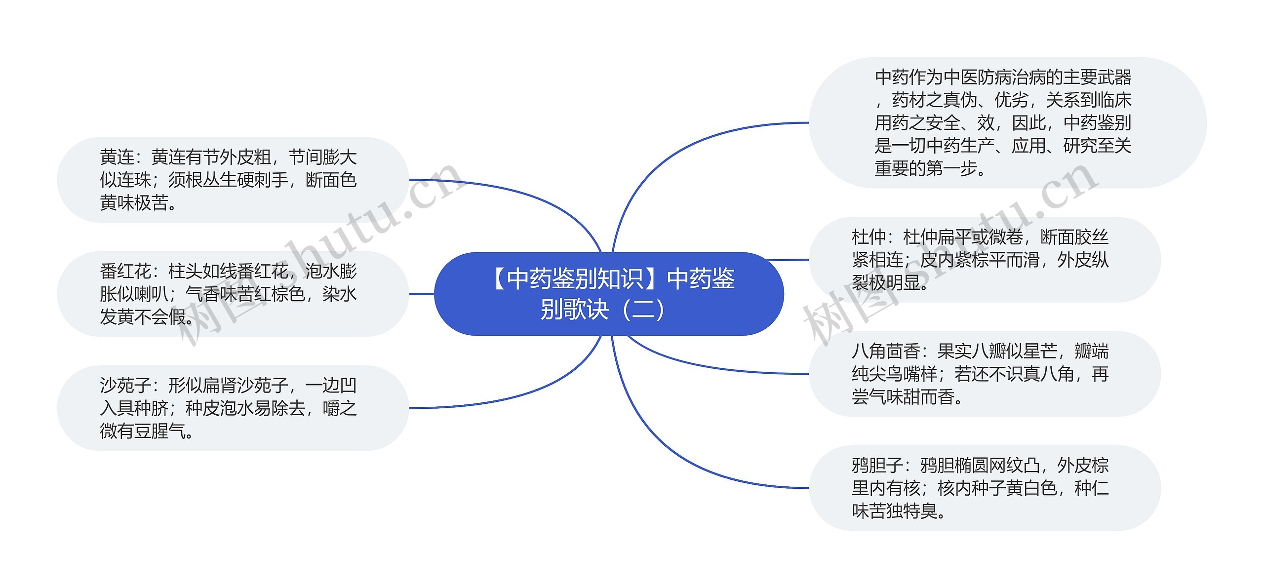 【中药鉴别知识】中药鉴别歌诀（二）思维导图