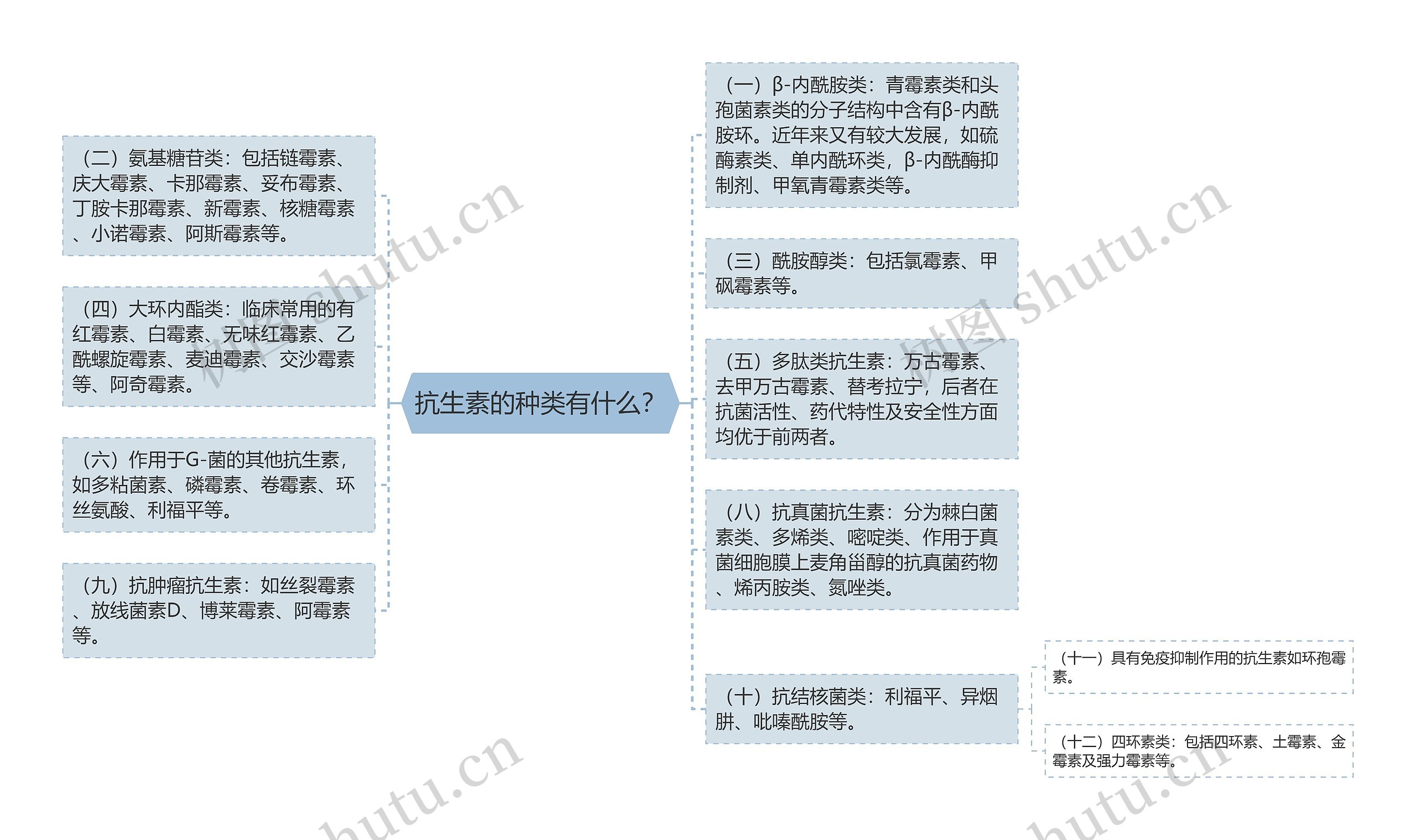 抗生素的种类有什么？思维导图