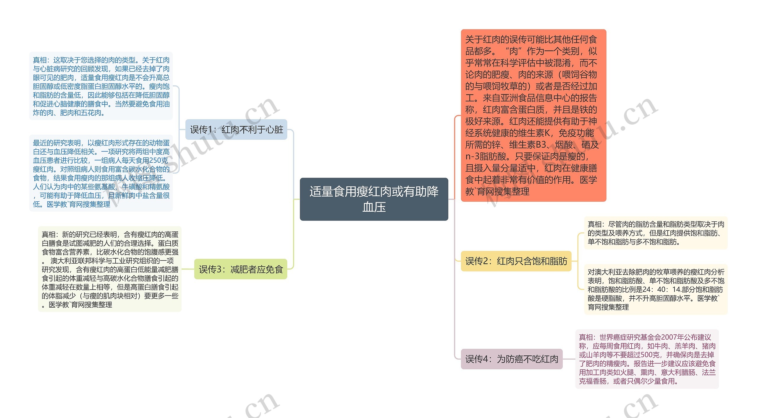 适量食用瘦红肉或有助降血压思维导图