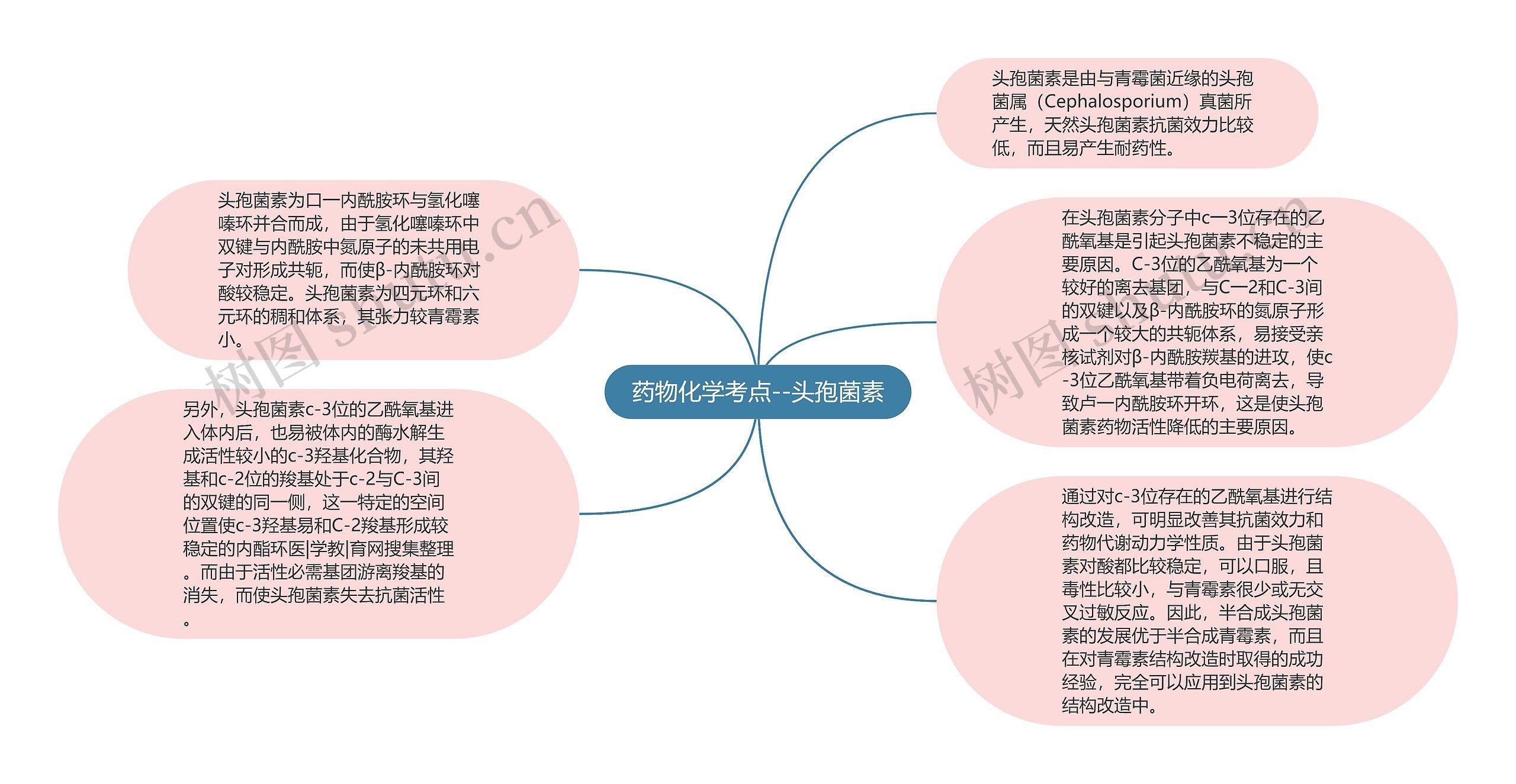 药物化学考点--头孢菌素思维导图