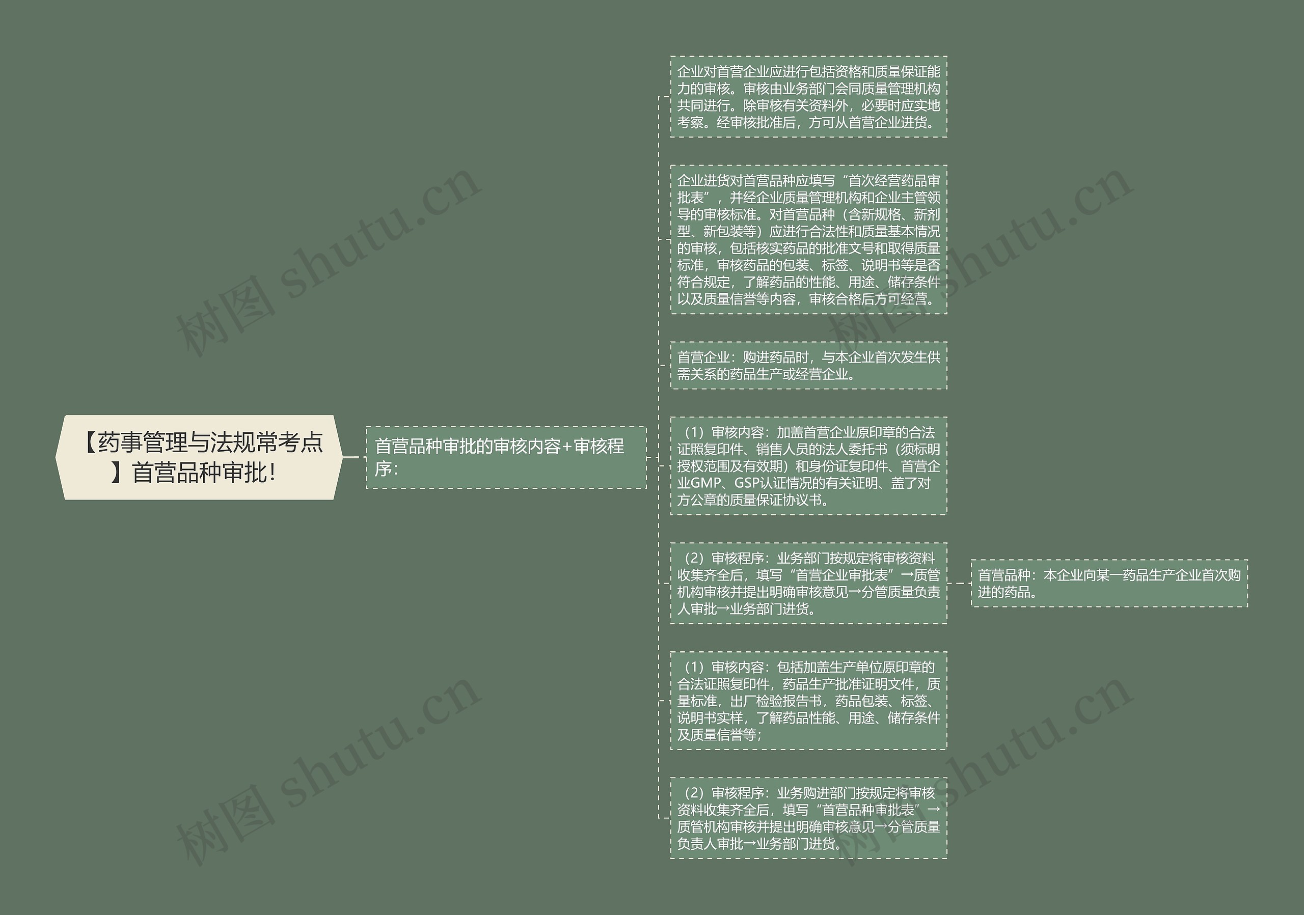 【药事管理与法规常考点】首营品种审批！思维导图