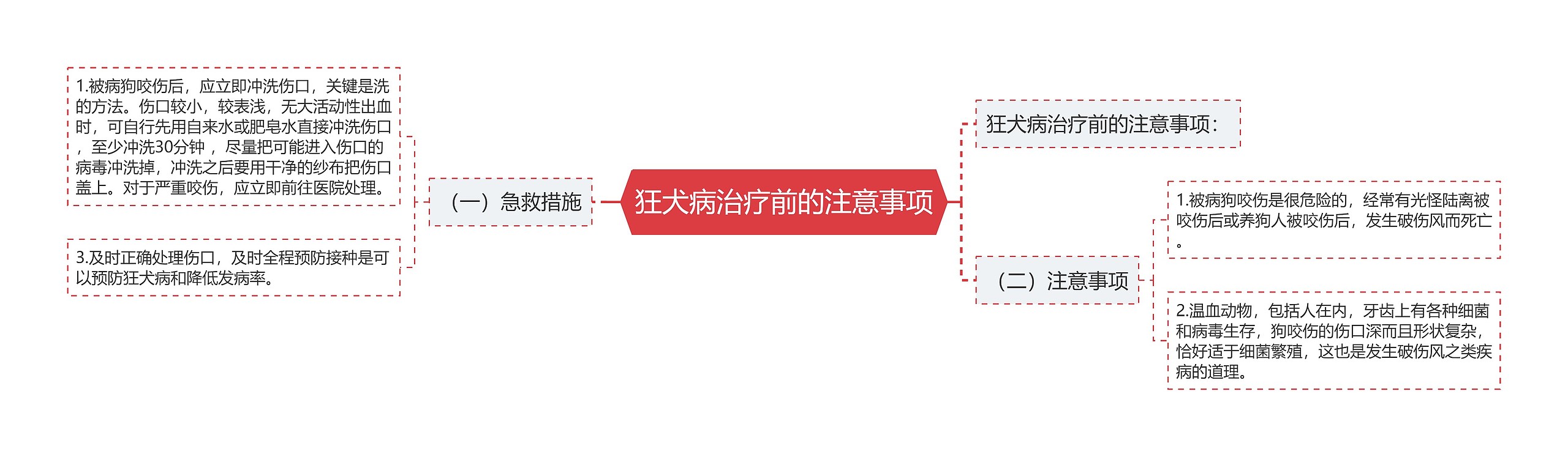 狂犬病治疗前的注意事项思维导图