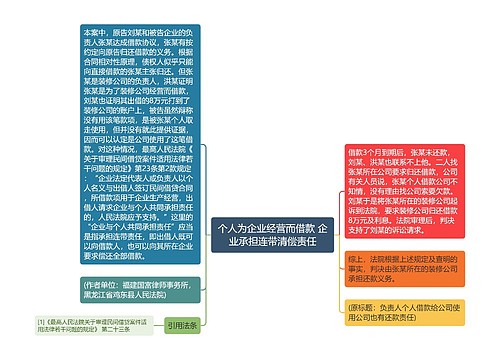 个人为企业经营而借款 企业承担连带清偿责任