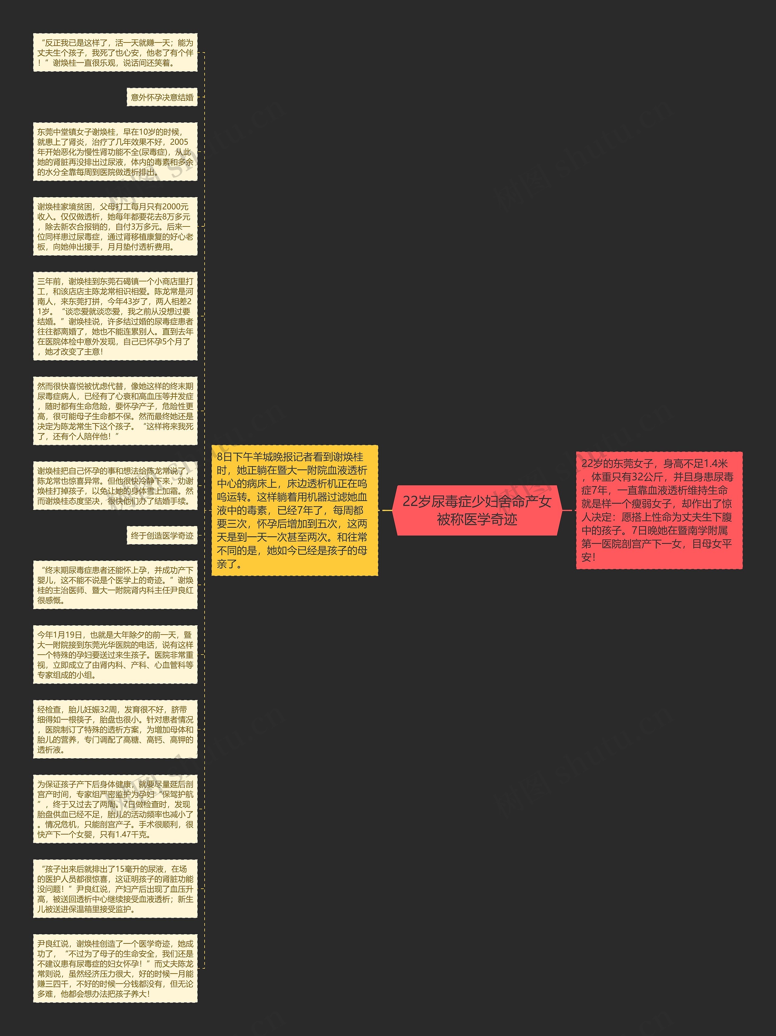 22岁尿毒症少妇舍命产女被称医学奇迹思维导图