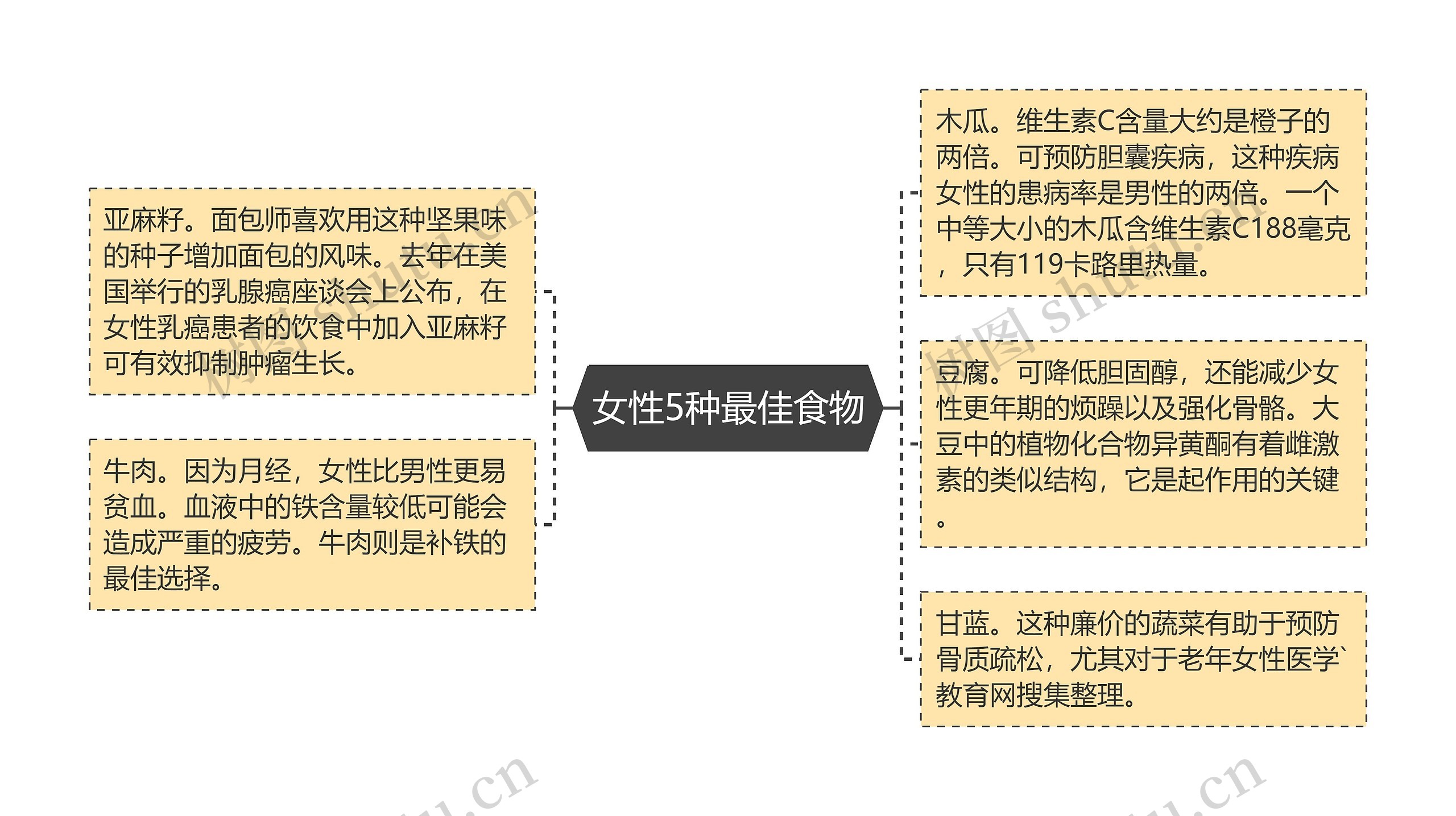 女性5种最佳食物思维导图