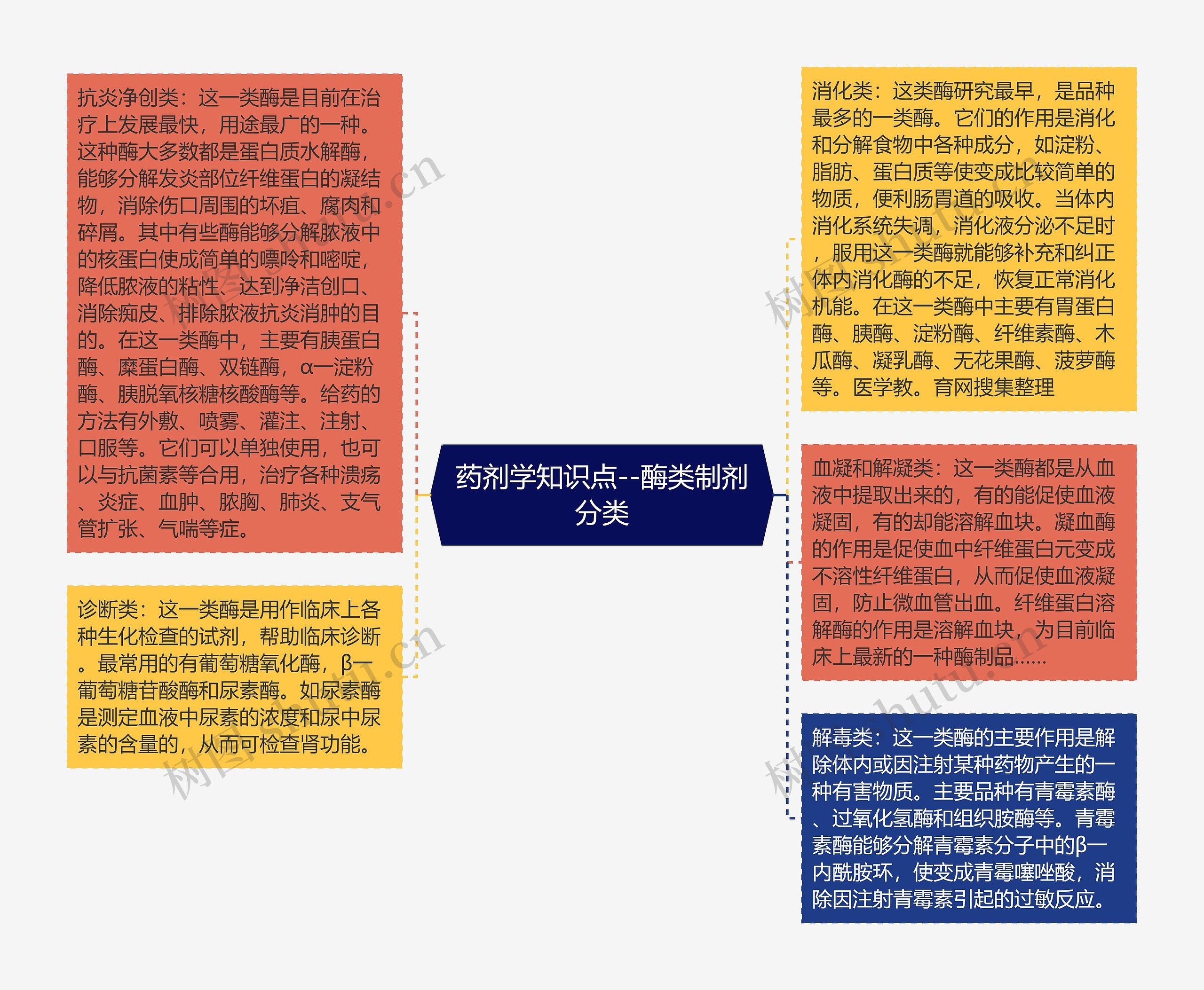 药剂学知识点--酶类制剂分类思维导图