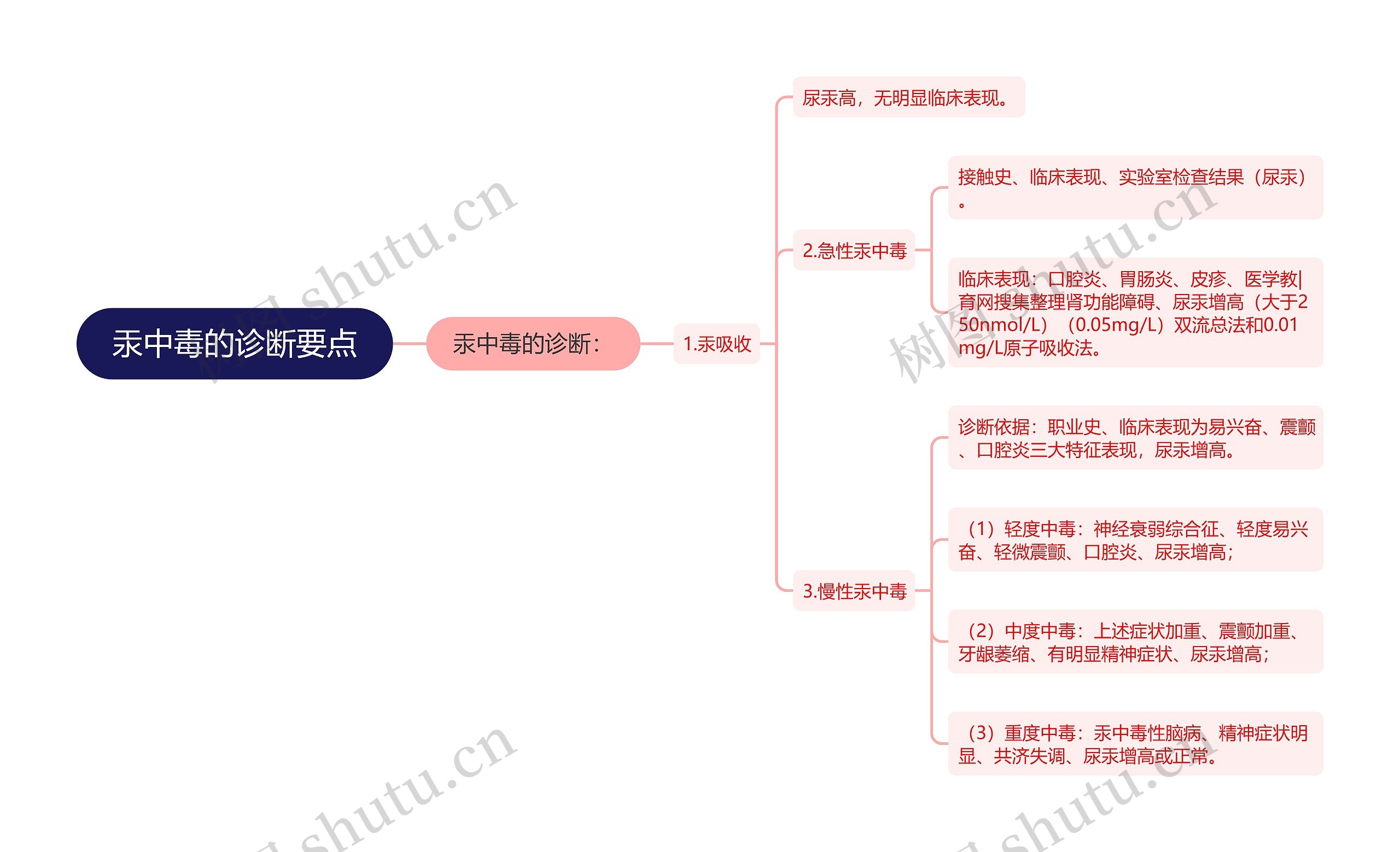 汞中毒的诊断要点思维导图