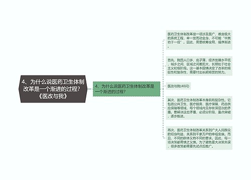 4、为什么说医药卫生体制改革是一个渐进的过程？《医改与我》