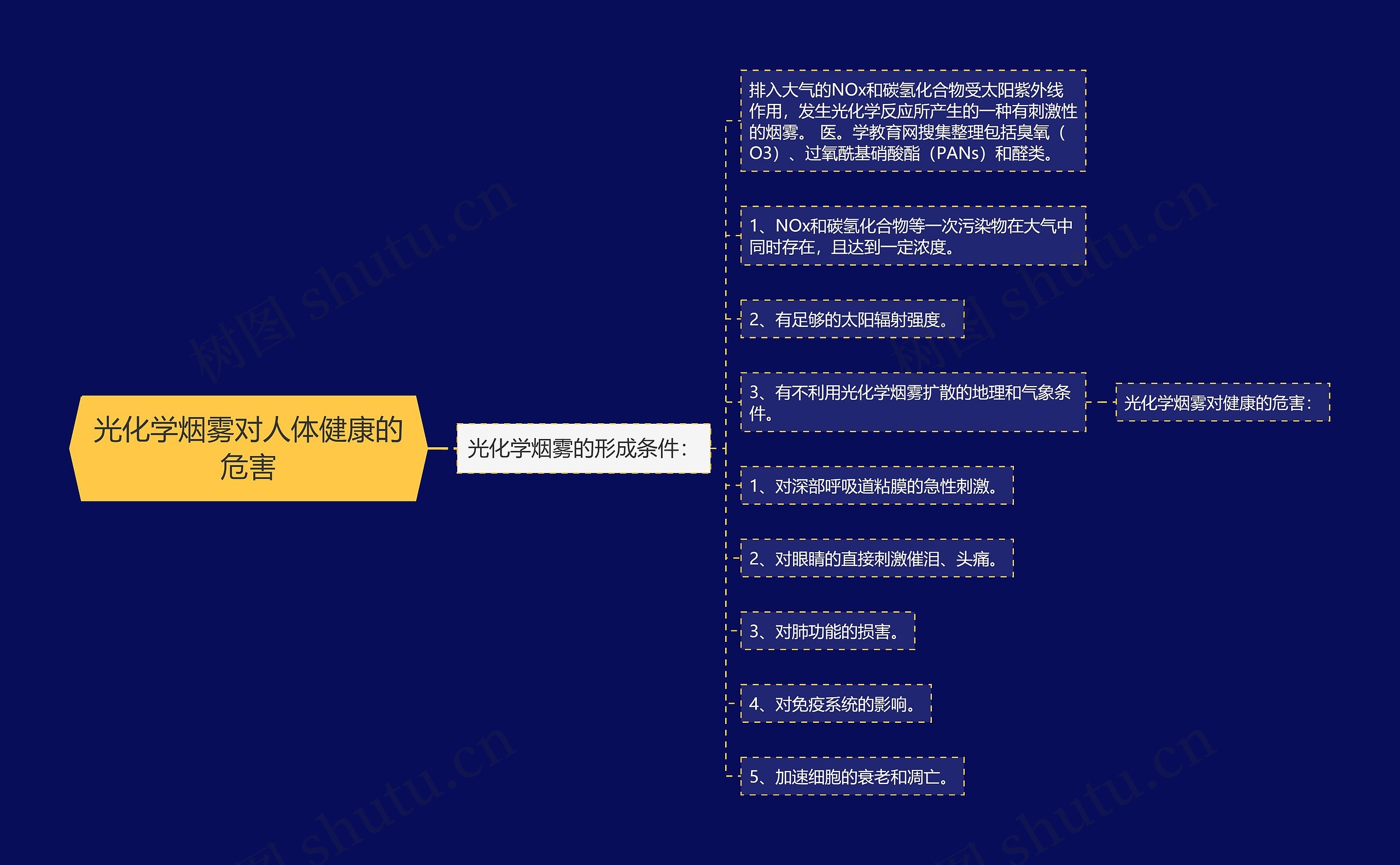 光化学烟雾对人体健康的危害思维导图