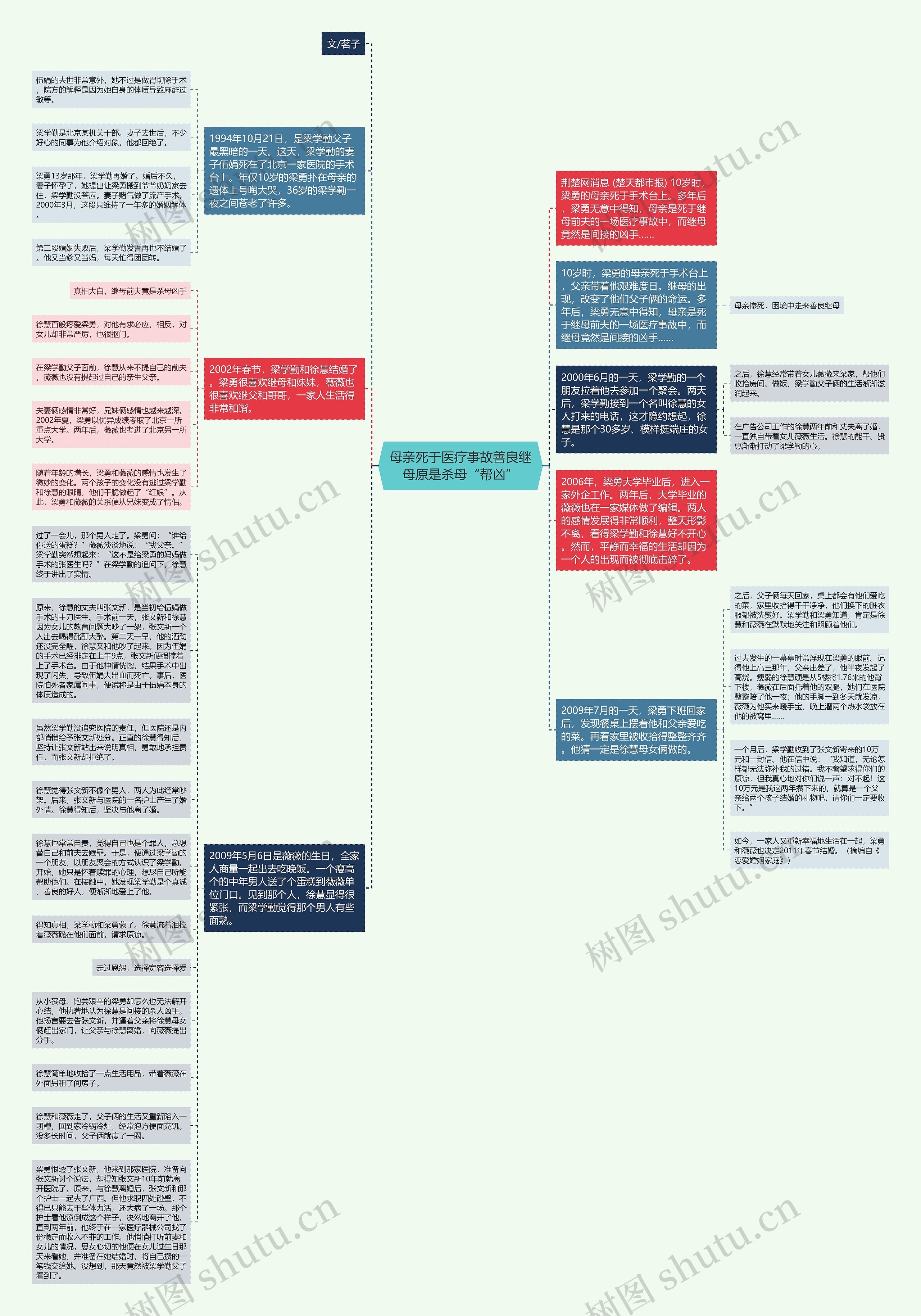母亲死于医疗事故善良继母原是杀母“帮凶”思维导图