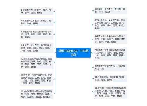 常用中成药口诀：14味解表剂