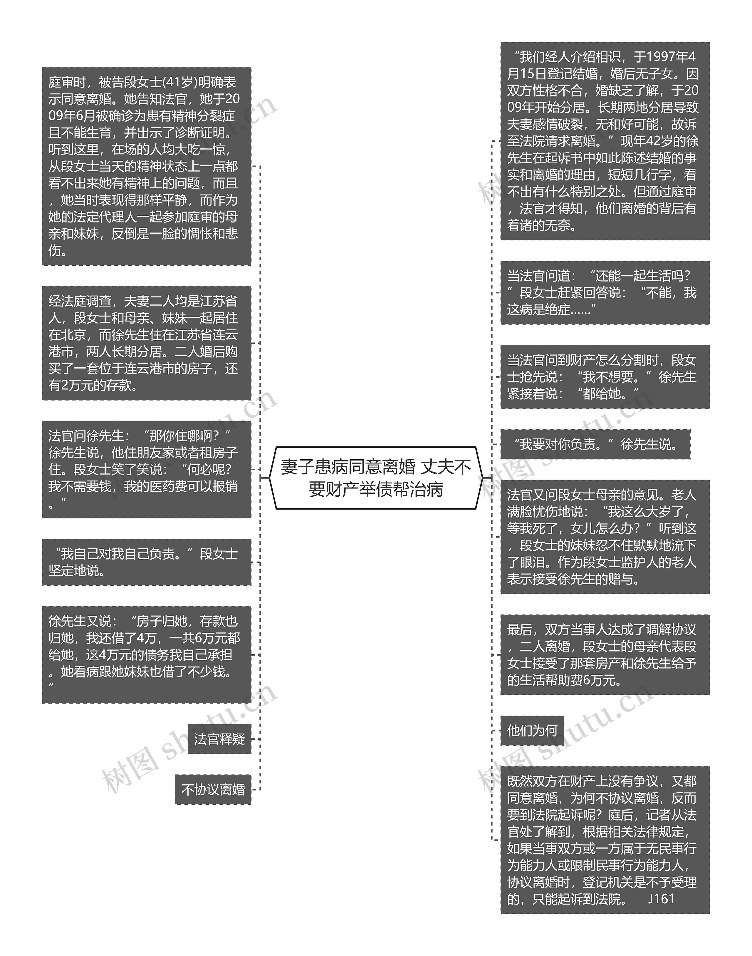 妻子患病同意离婚 丈夫不要财产举债帮治病思维导图